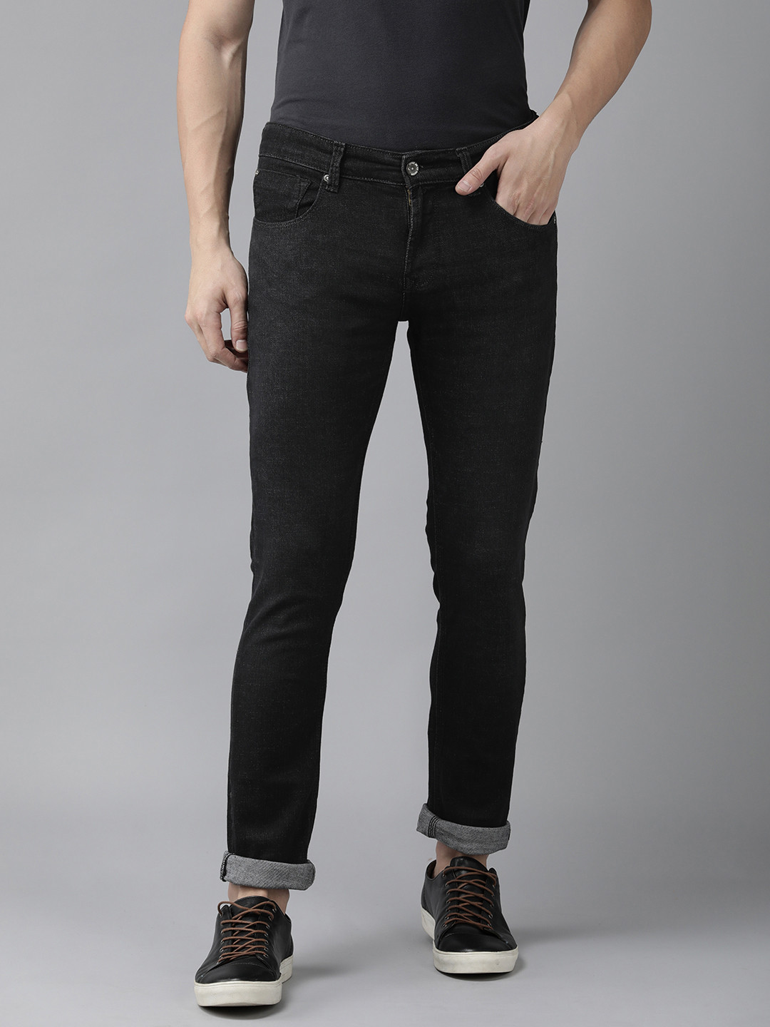 

SPYKAR Men Skinny Fit Low-Rise Stretchable Jeans, Black