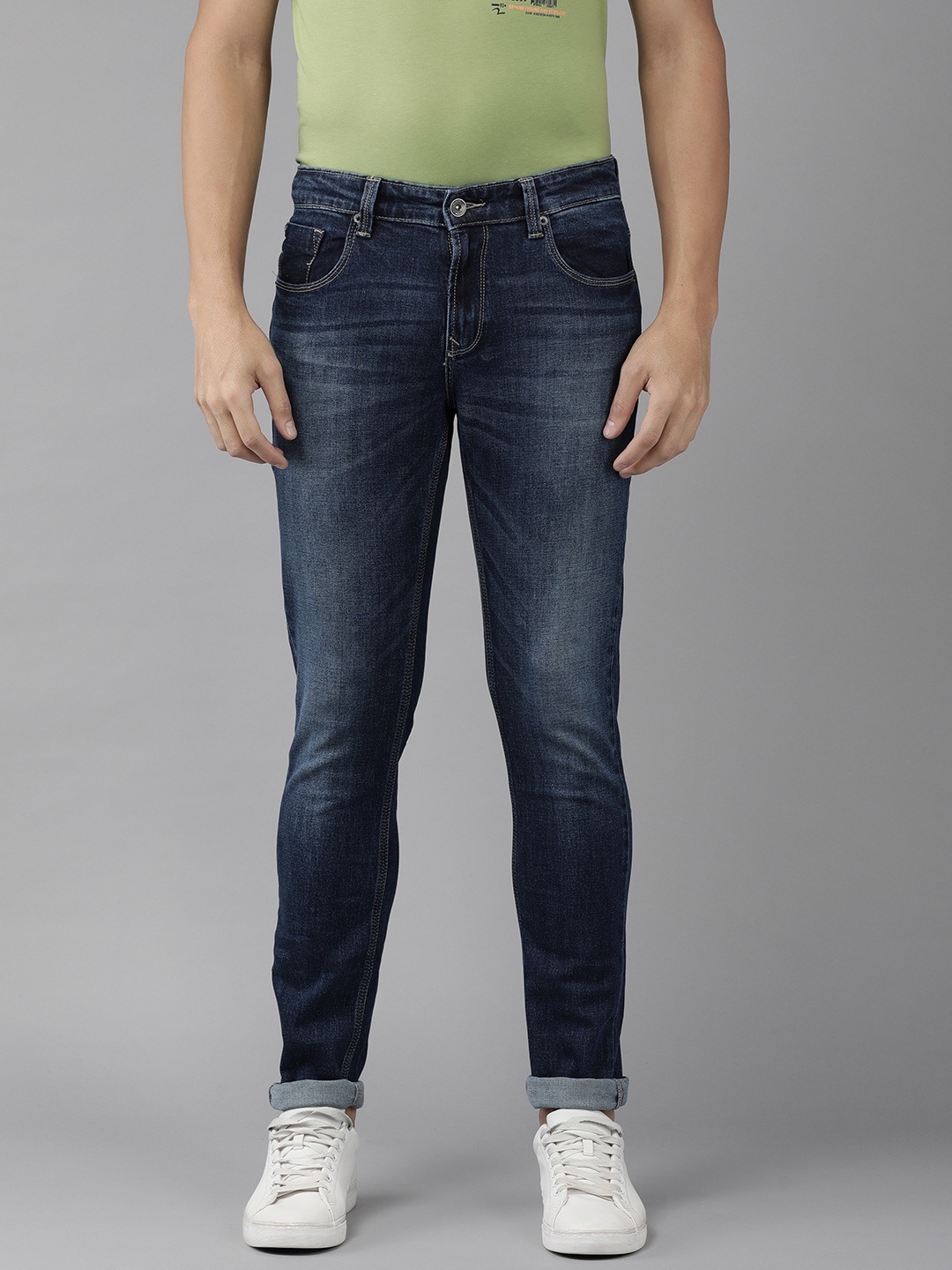 

SPYKAR Men Skinny Fit Low-Rise Heavy Fade Stretchable Jeans, Blue