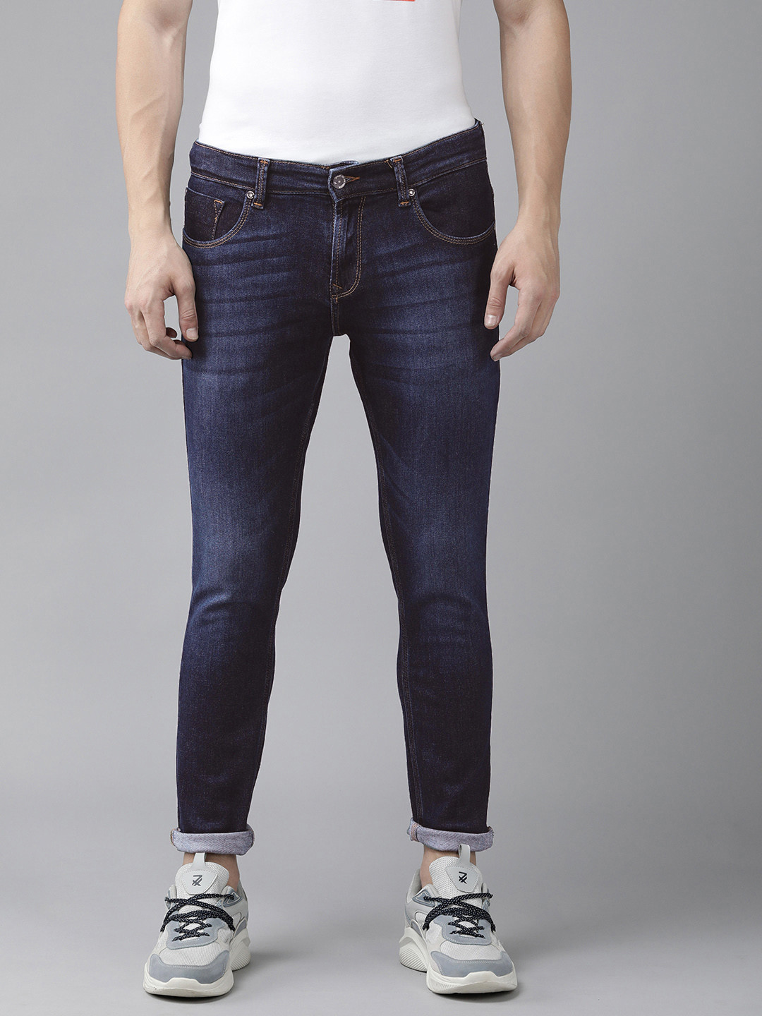 

SPYKAR Men Kano Ankle Length Tapered Leg Slim Fit Light Fade Stretchable Jeans, Blue