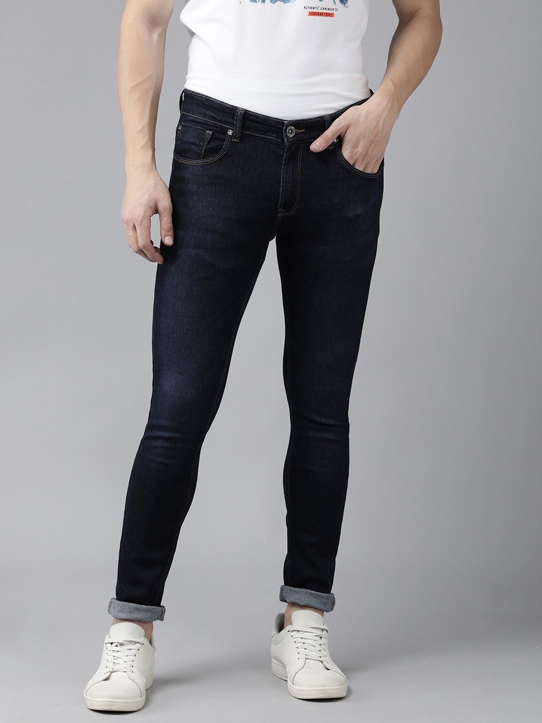 

SPYKAR Men Super Skinny Fit Low-Rise Stretchable Jeans, Blue
