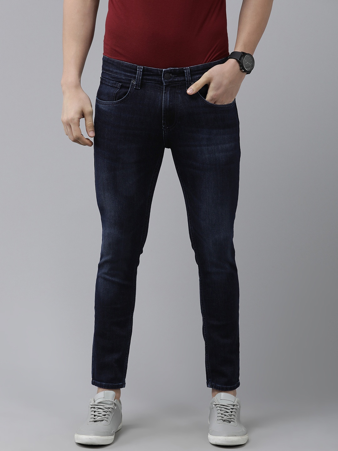 

SPYKAR Men Blue Kano Slim Fit Mid Rise Light Fade Stretchable Jeans