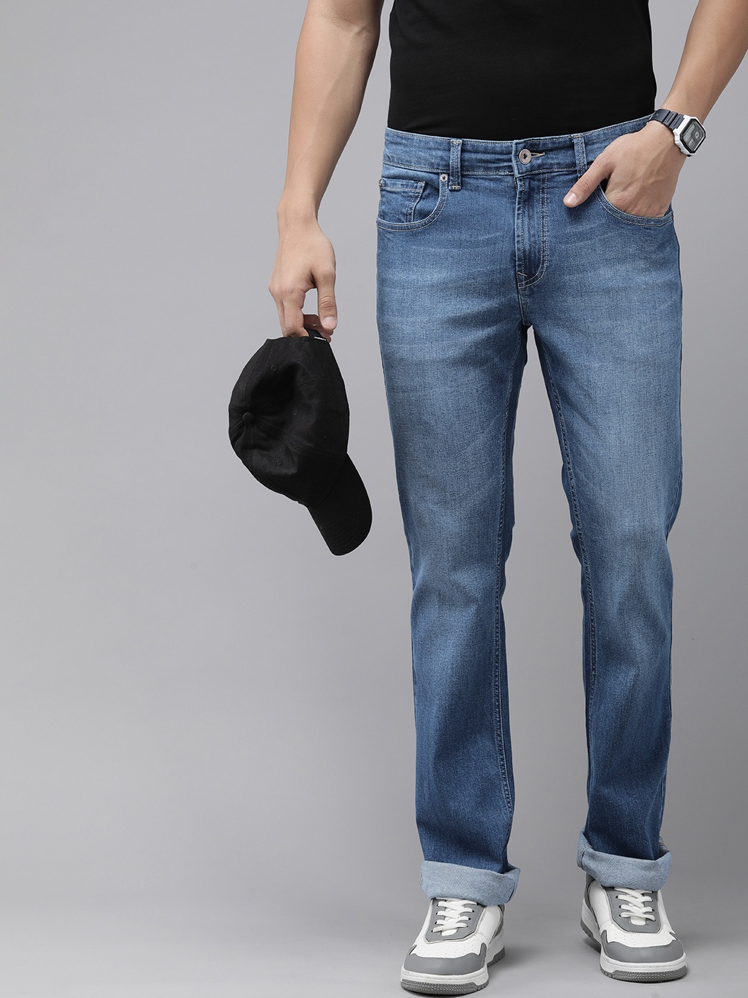 

SPYKAR Men Rafter Bootcut Light Fade Stretchable Jeans, Blue