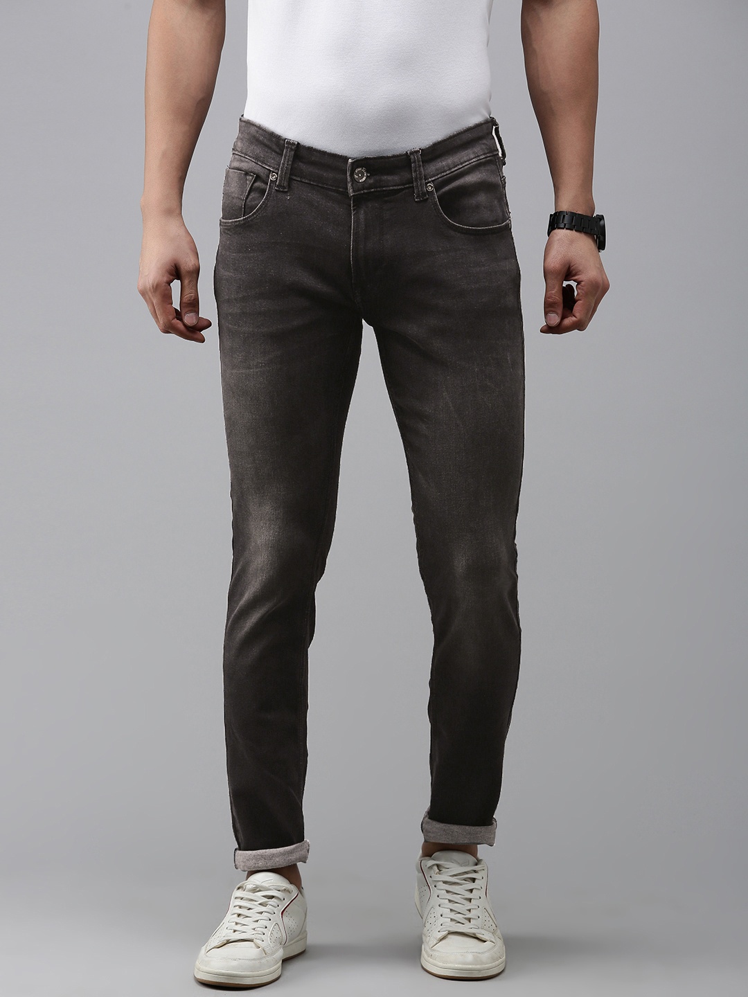 

SPYKAR Men Skinny Slim Fit Low-Rise Light Fade Stretchable Jeans, Black