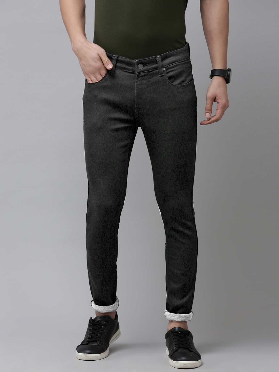 

SPYKAR Men Super Skinny Fit Low-Rise Stretchable Jeans, Black