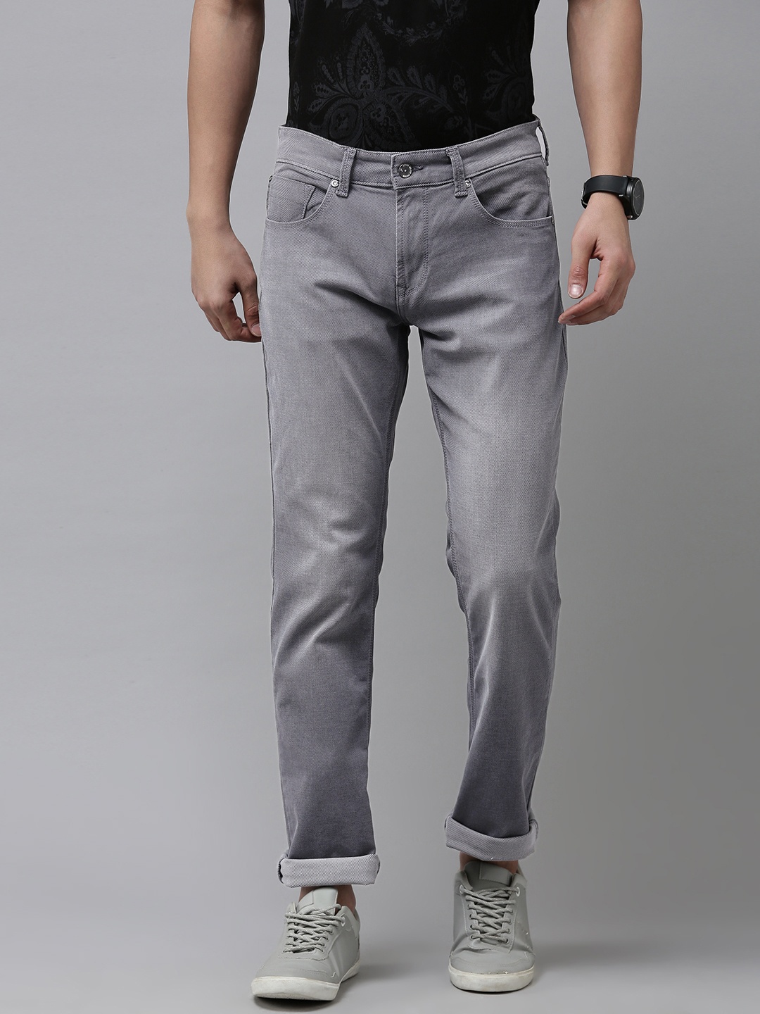 

SPYKAR Men Solid Rover Regular Fit Mid-Rise Light Fade Stretchable Jeans, Grey