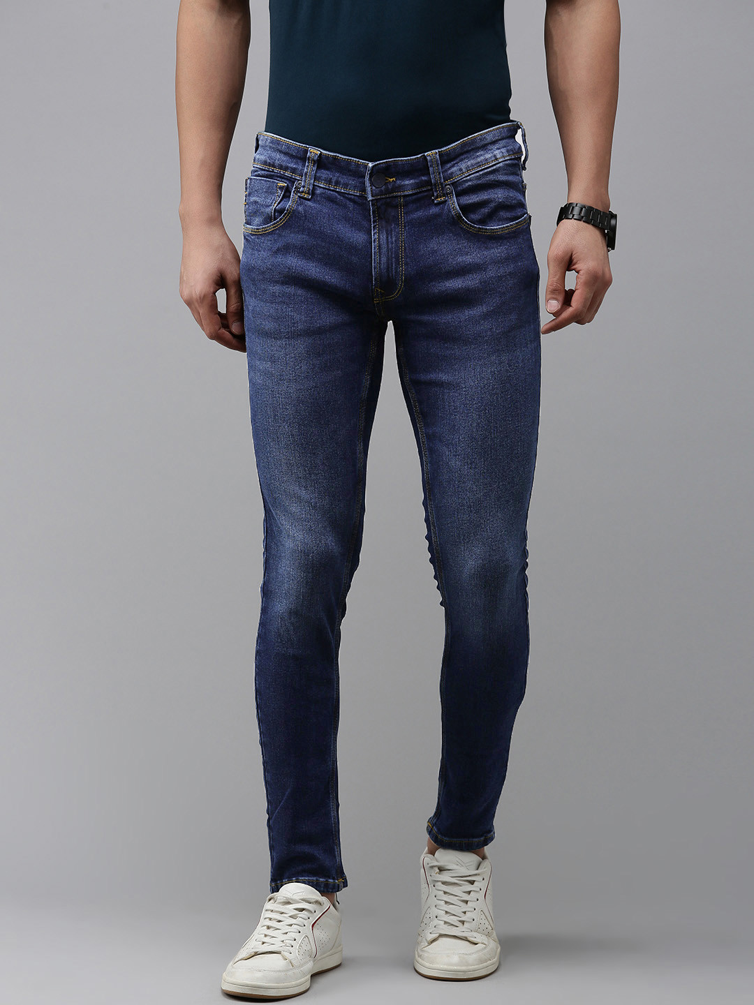 

SPYKAR Men Super Skinny Fit Low-Rise Light Fade Stretchable Jeans, Blue