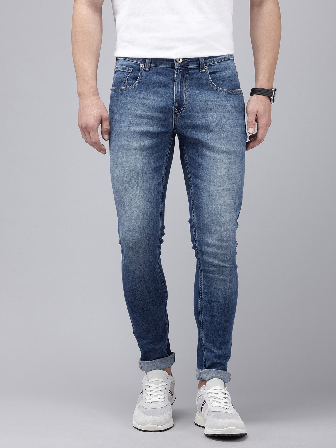 

SPYKAR Men Super Skinny Fit Low-Rise Light Fade Stretchable Jeans, Blue