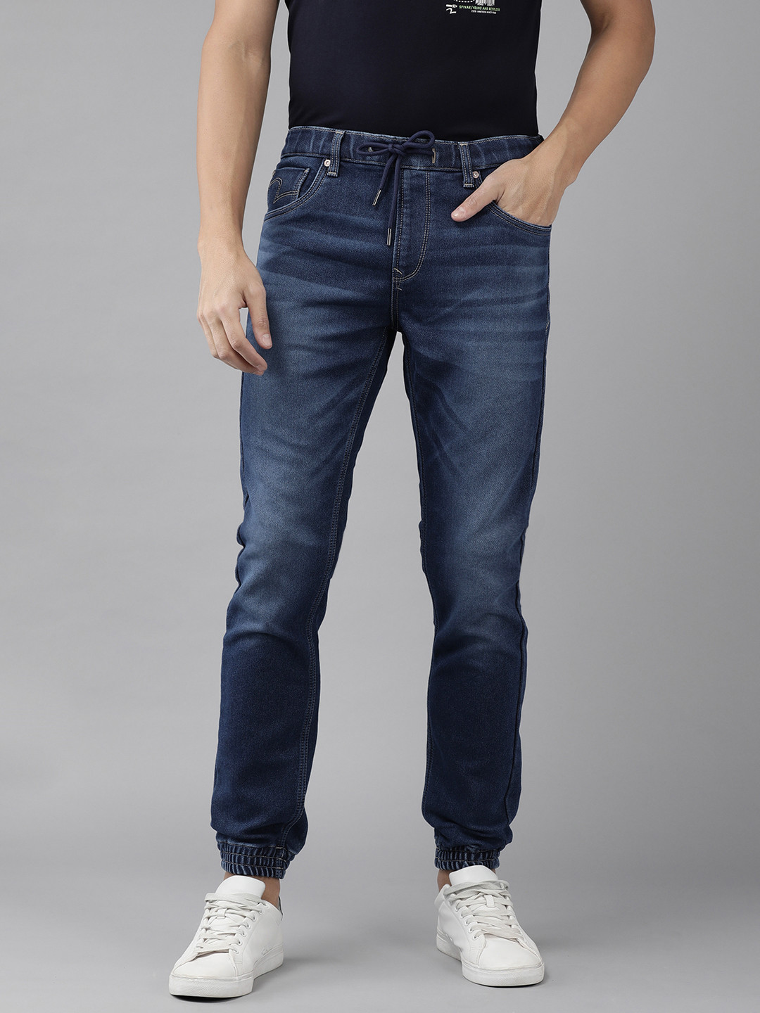 

SPYKAR Men Jogger High-Rise Light Fade Stretchable Jeans, Blue