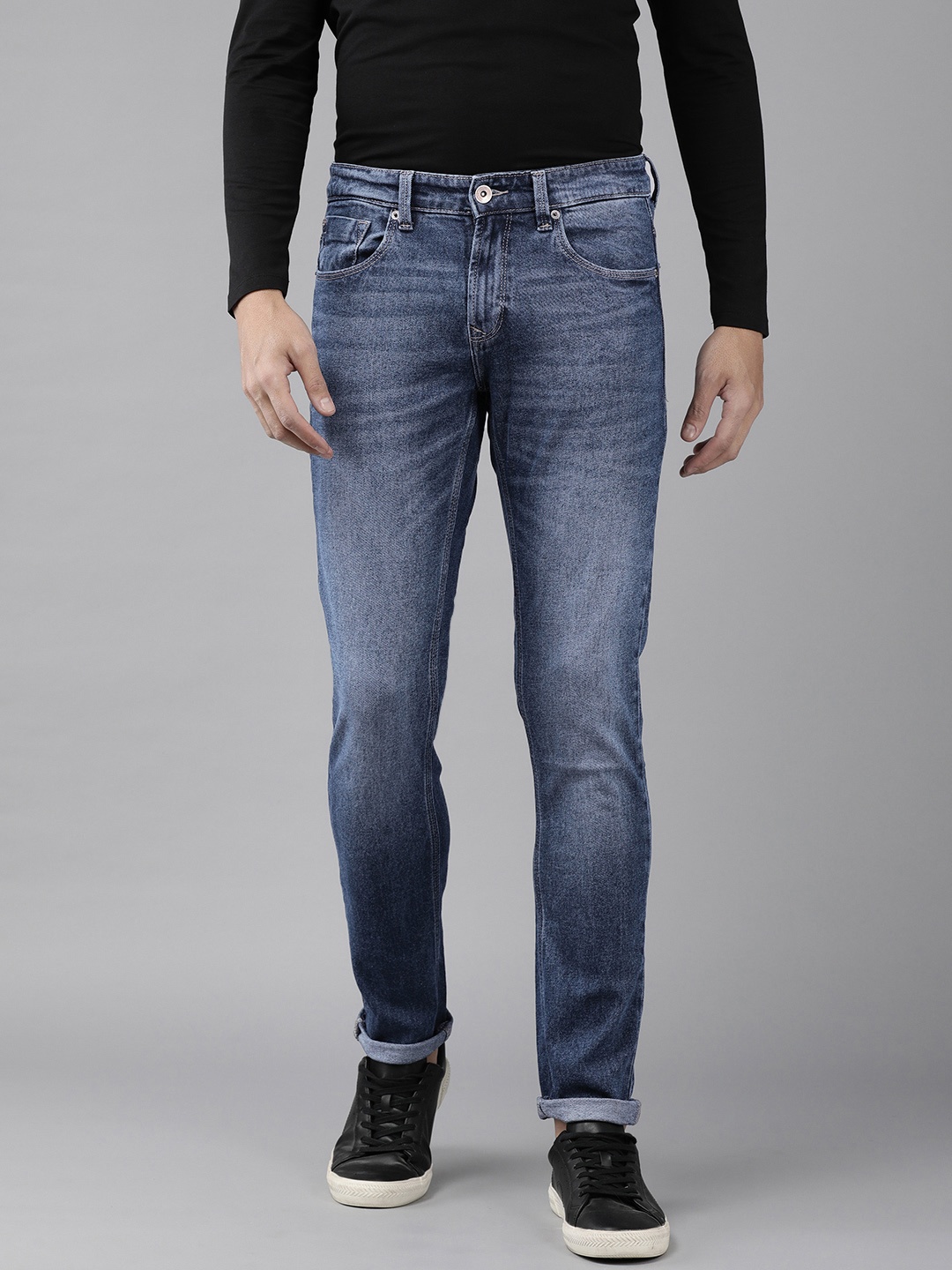 

SPYKAR Men Skinny Fit Low-Rise Heavy Fade Stretchable Jeans, Blue