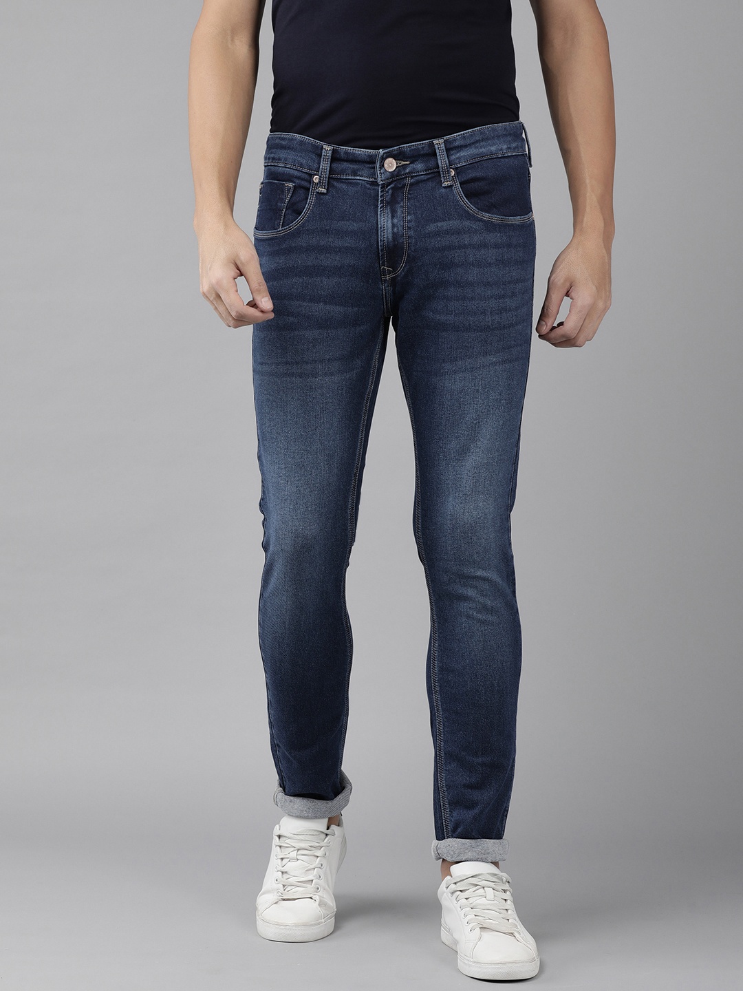 

SPYKAR Men Skinny Fit Low-Rise Light Fade Stretchable Jeans, Blue