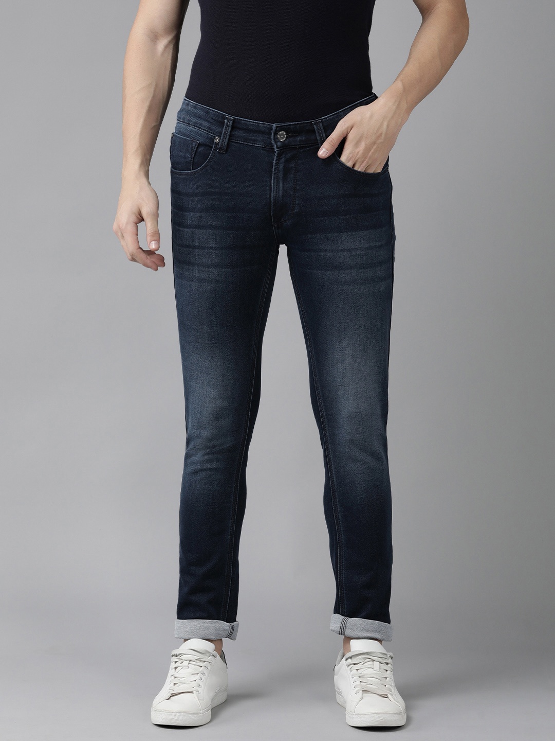 

SPYKAR Men Skinny Fit Low-Rise Heavy Fade Stretchable Jeans, Blue