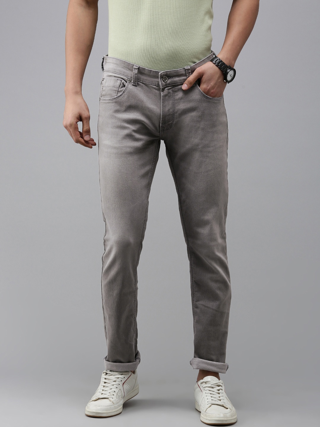 

SPYKAR Men Skinny Slim Fit Low-Rise Light Fade Stretchable Jeans, Grey