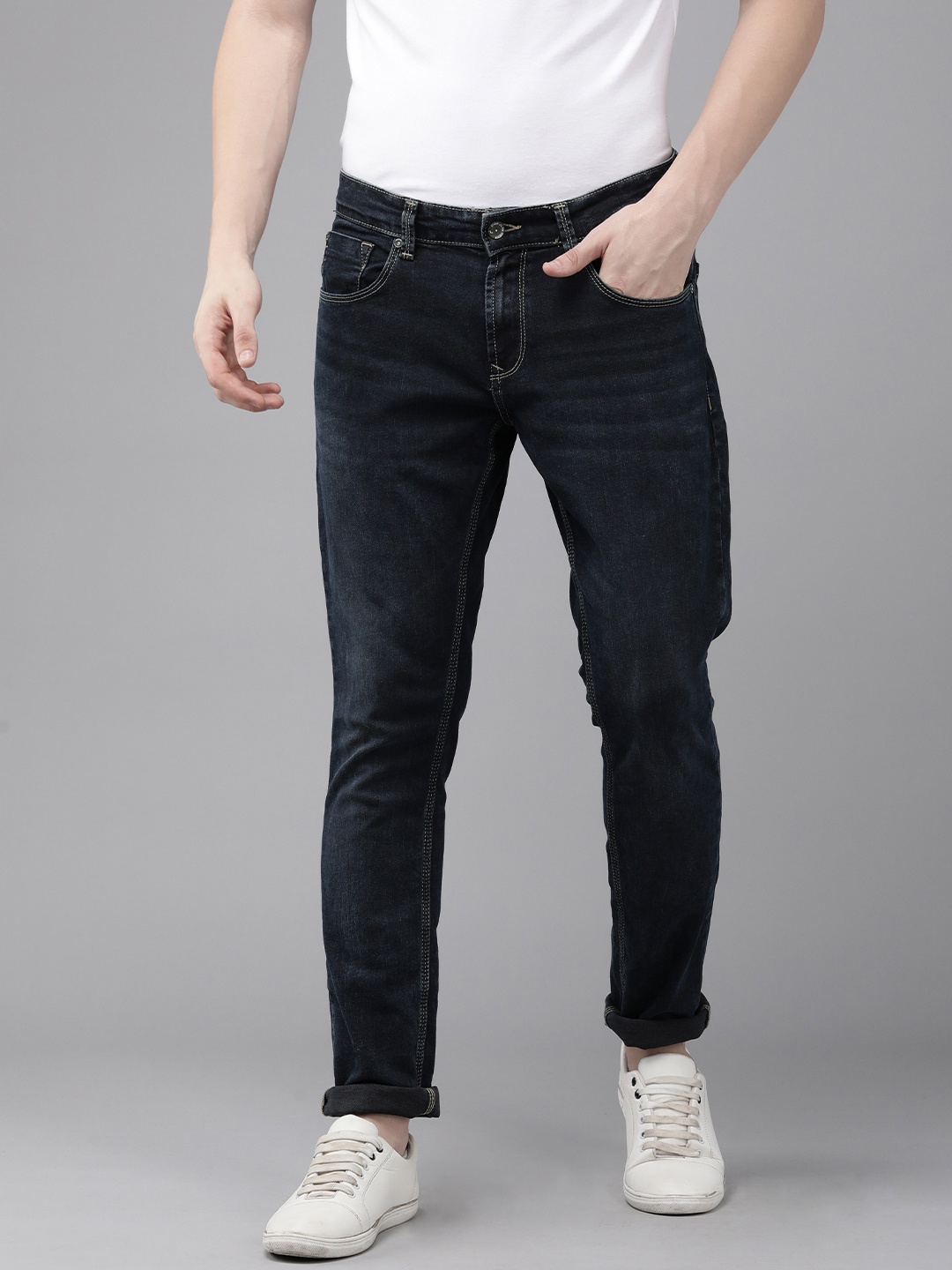 

SPYKAR Men Blue Slim Fit Low-Rise Light Fade Stretchable Jeans