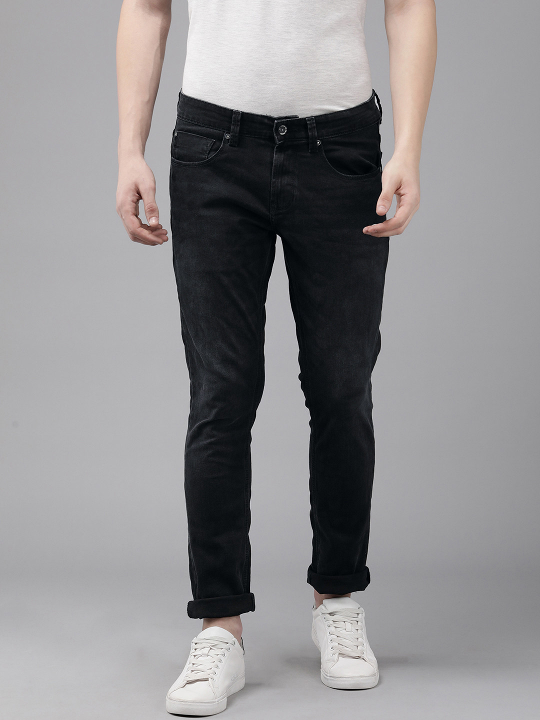 

SPYKAR Men Charcoal Slim Fit Low-Rise Light Fade Stretchable Jeans