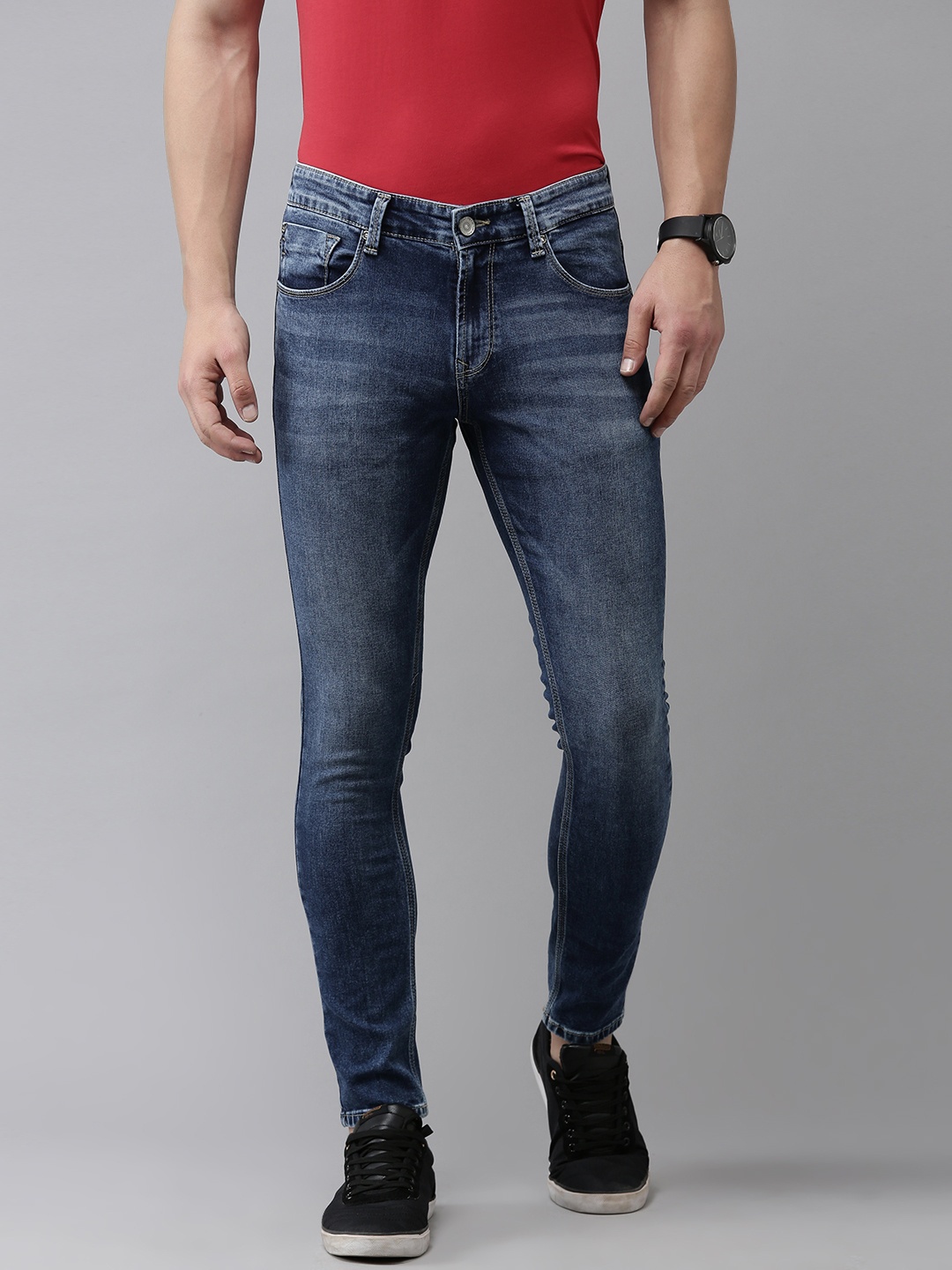 

SPYKAR Men Super Skinny Fit Low-Rise Light Fade Stretchable Jeans, Blue