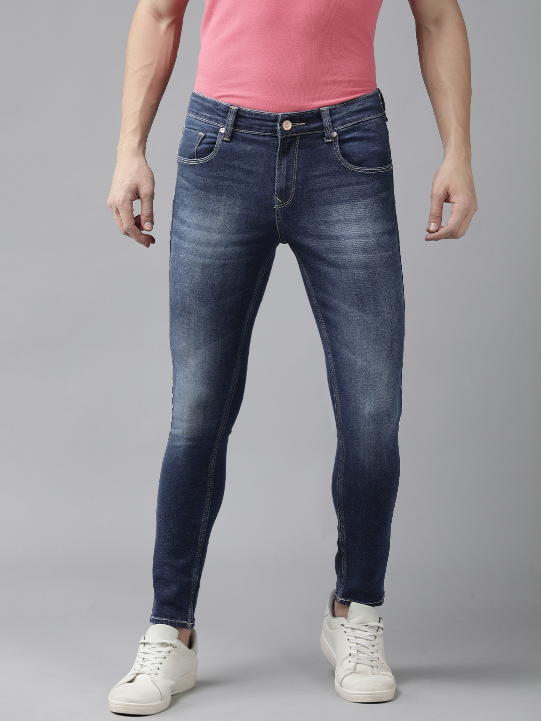 

SPYKAR Men Kano Slim Fit Mid-Rise Heavy Fade Stretchable Jeans, Blue