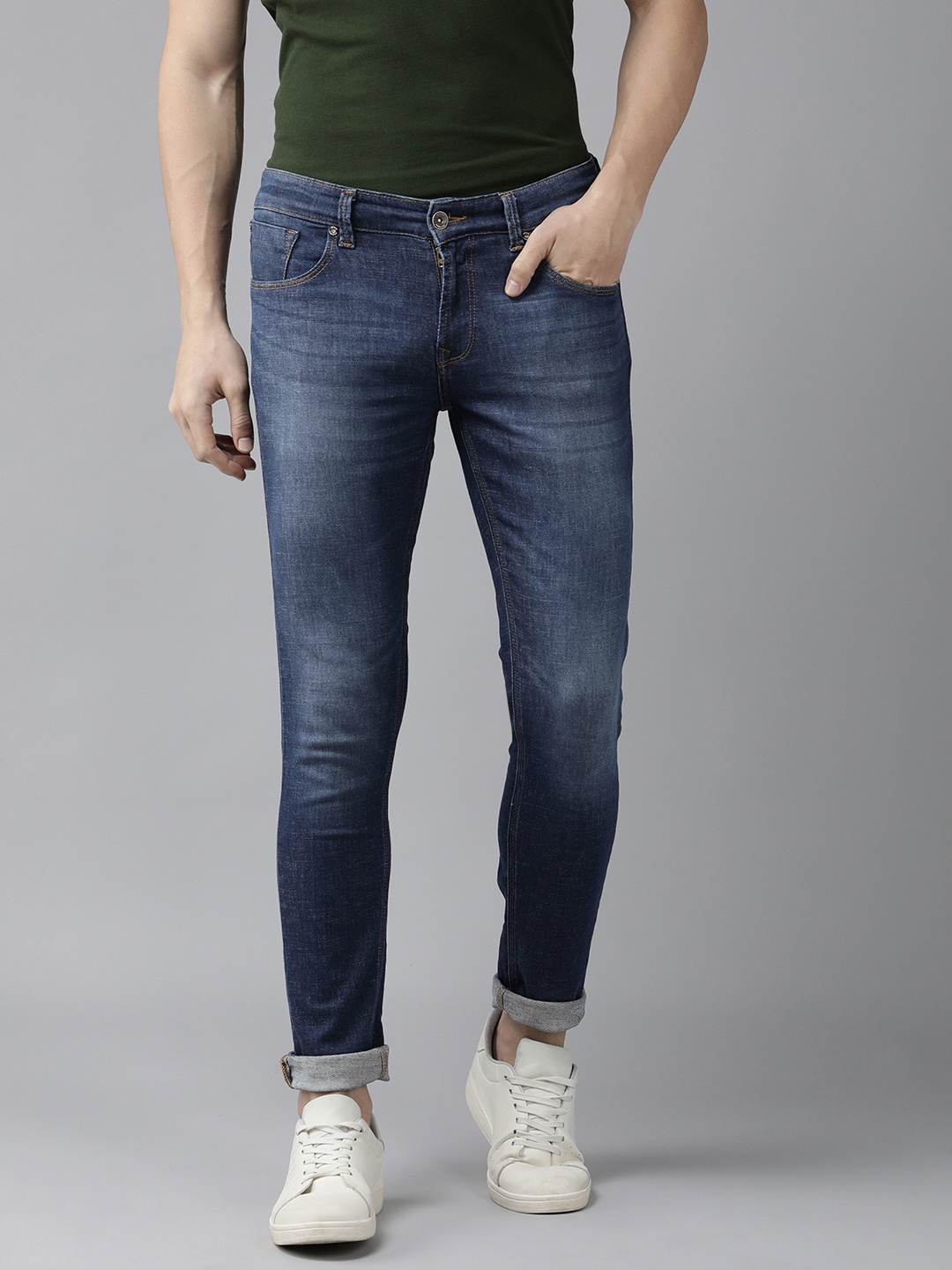 

SPYKAR Men Super Skinny Fit Low-Rise Light Fade Stretchable Jeans, Blue