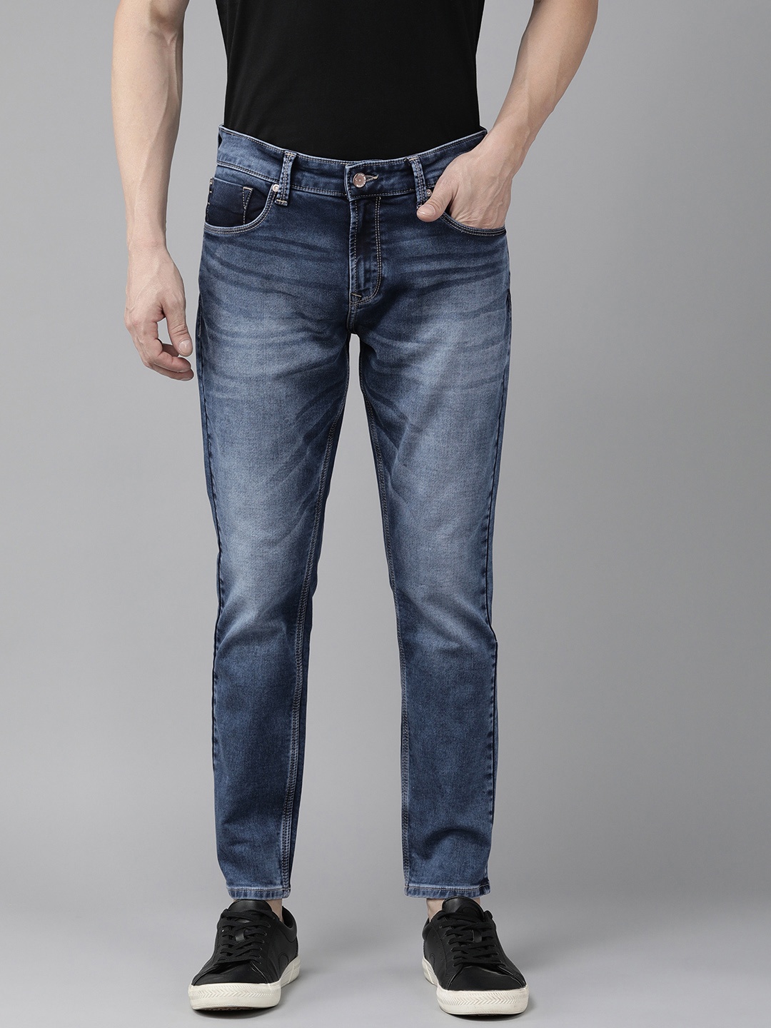 

SPYKAR Men Mid Rise Slim Fit Heavy Fade Stretchable Jeans, Blue
