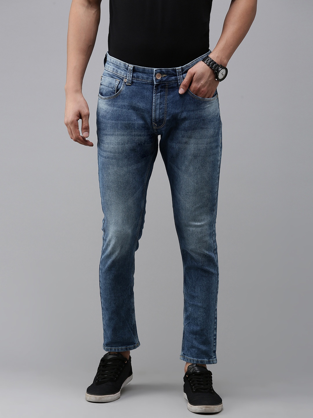 

SPYKAR Men Slim Fit Heavy Fade Stretchable Jeans, Blue