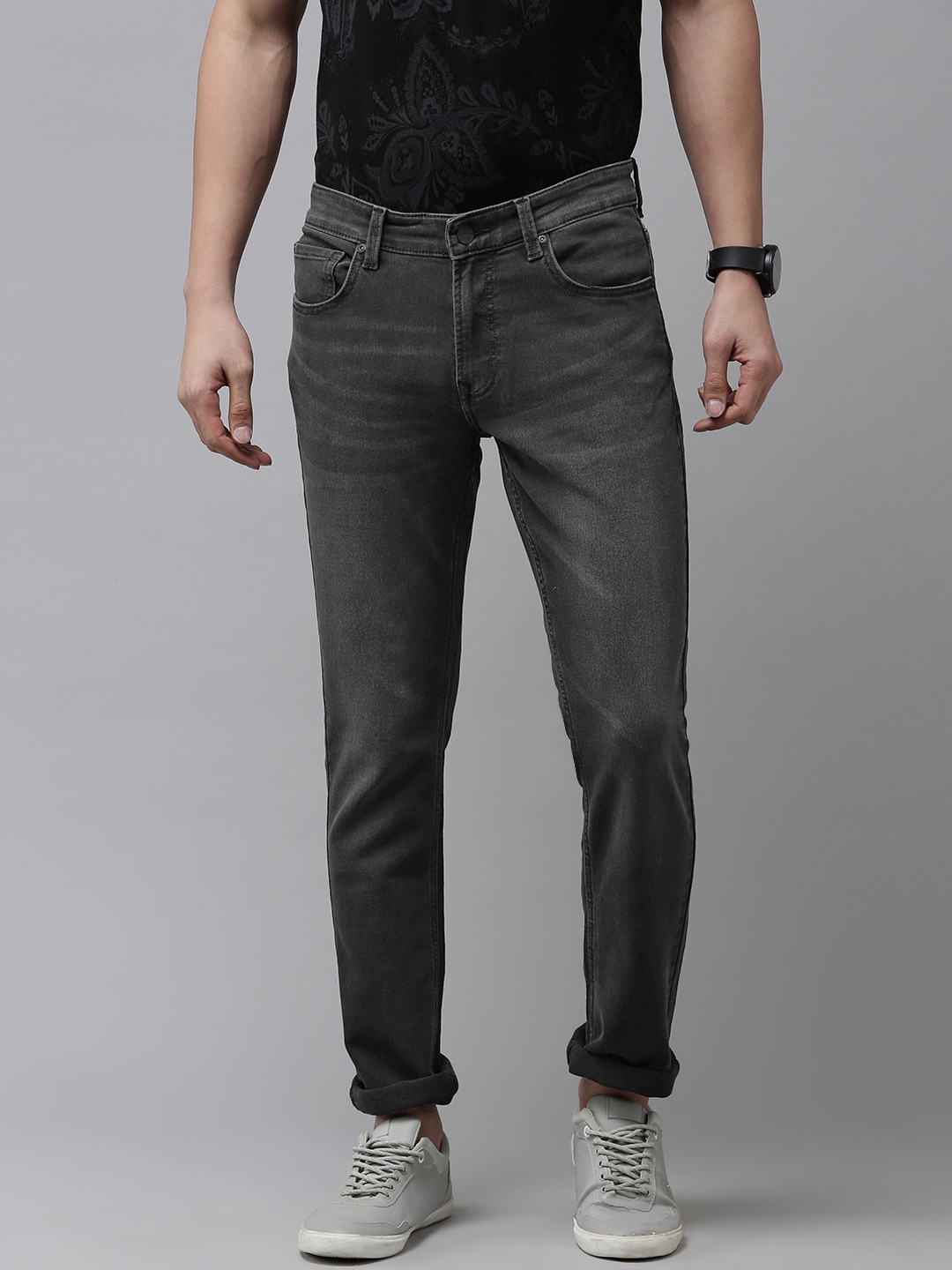 

SPYKAR Men Slim Fit Faded Jeans, Charcoal