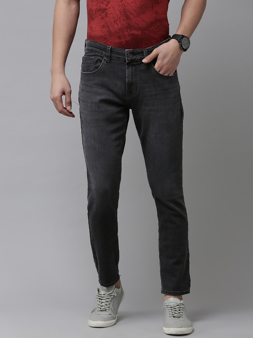 

SPYKAR Men Kano Slim Fit Light Fade Stretchable Jeans, Black