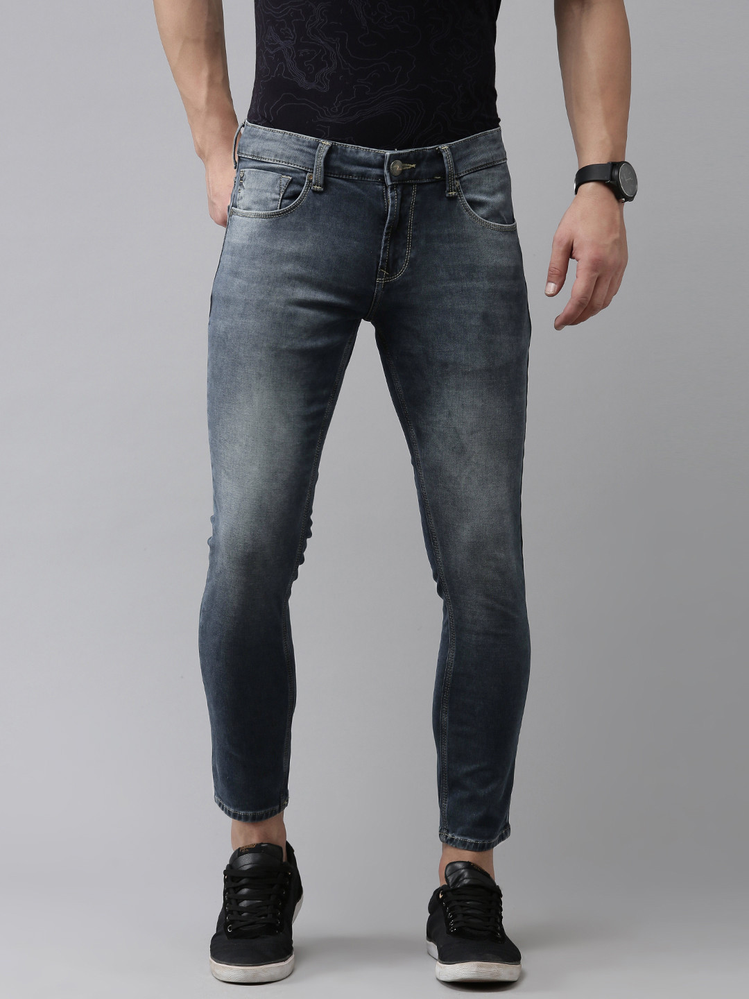 

SPYKAR Men Kano Slim Fit Heavy Fade Stretchable Mid Rise Jeans, Blue