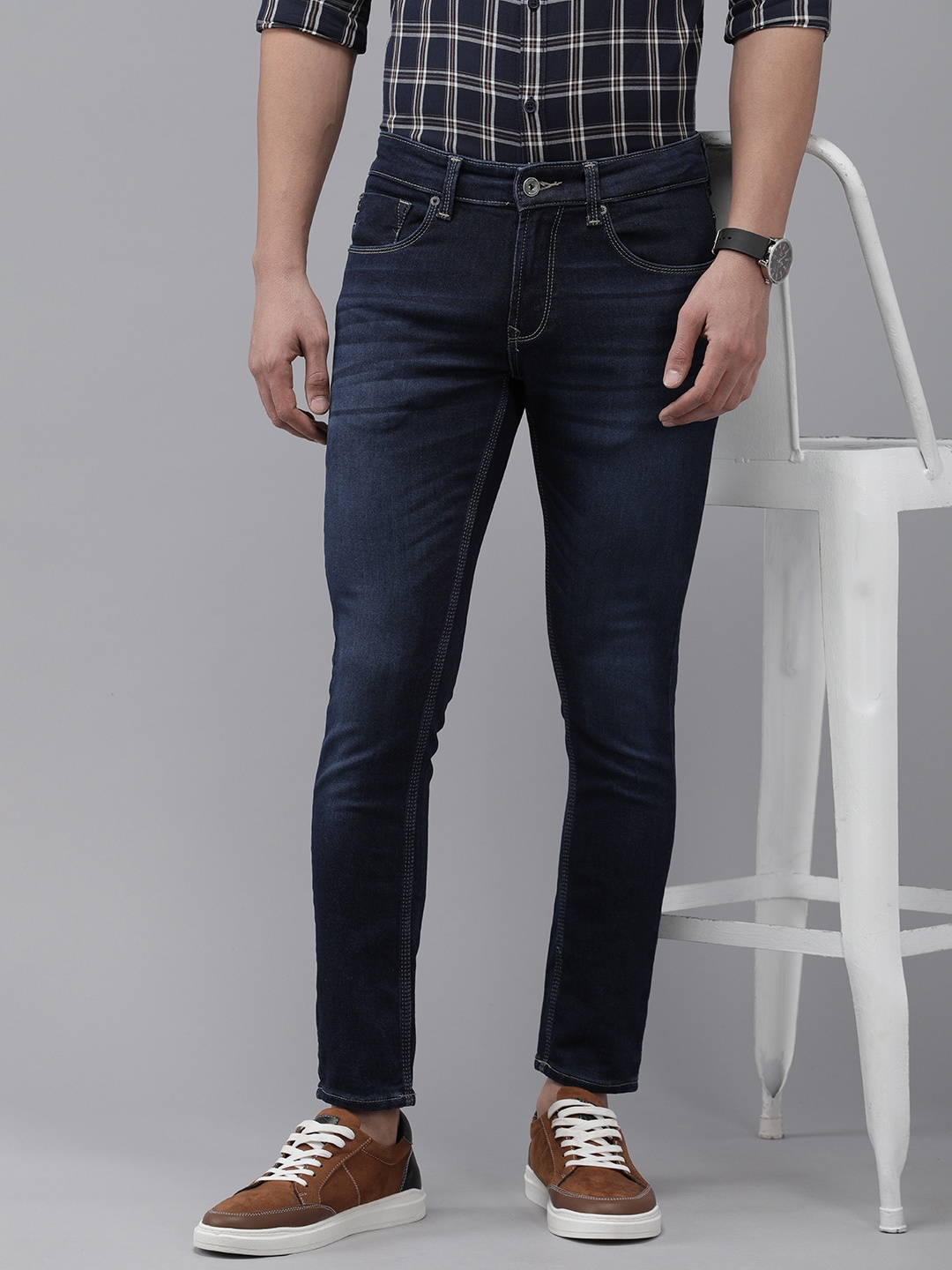 

SPYKAR Men Super Skinny Fit Low-Rise Light Fade Stretchable Jeans, Blue