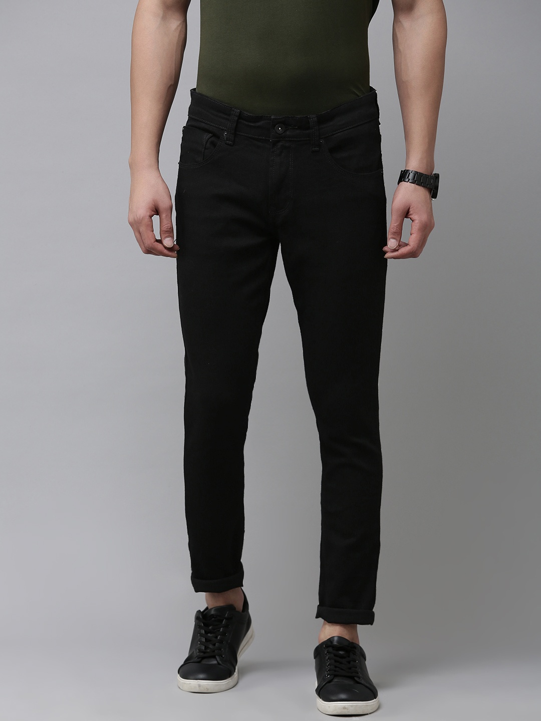 

SPYKAR Men Skinny Fit Faded Jeans, Black