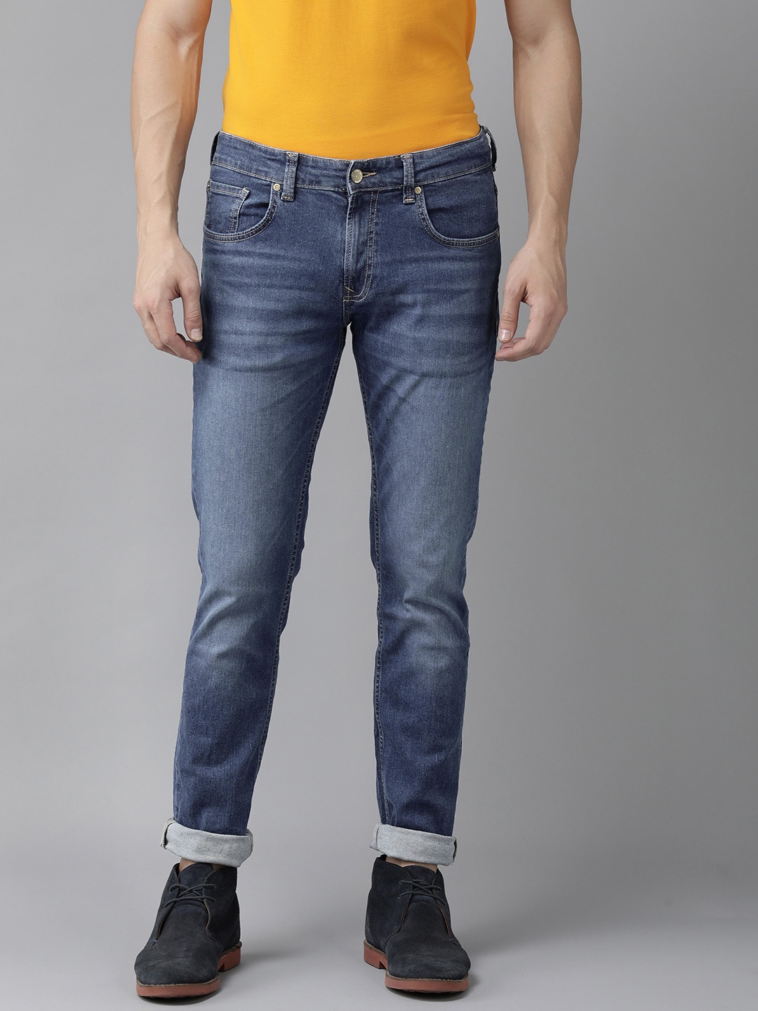 

SPYKAR Men Rover Regular Fit Mid Rise Light Fade Stretchable Jeans, Blue