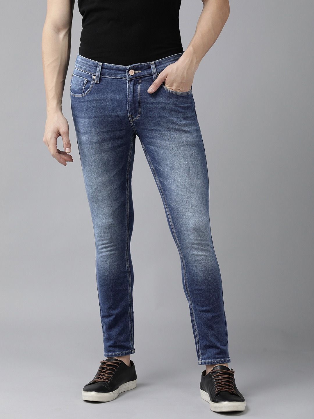 

SPYKAR Men Kano Slim Fit Mid Rise Light Fade Stretchable Jeans, Blue