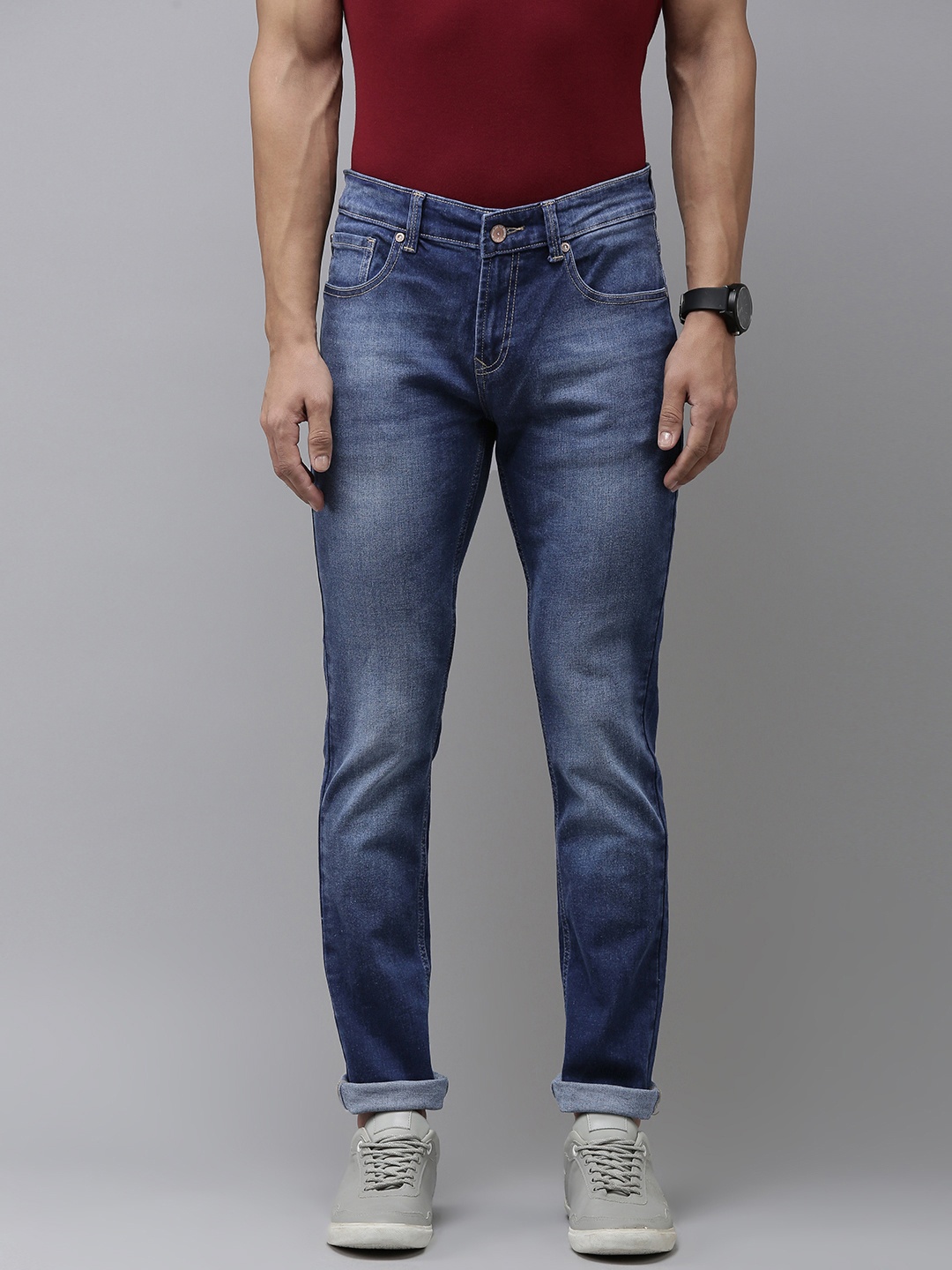 

SPYKAR Men Skinny Fit Low-Rise Light Fade Stretchable Jeans, Blue