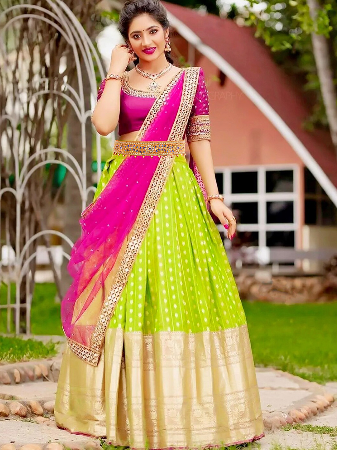 

VAMA Women Navy Blue Waist Hip Saree Belt