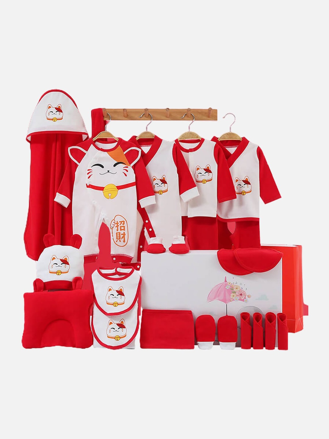

Little Surprise Box LLP Infants 23 Pcs Red & White Printed Baby Apparel Gift Set