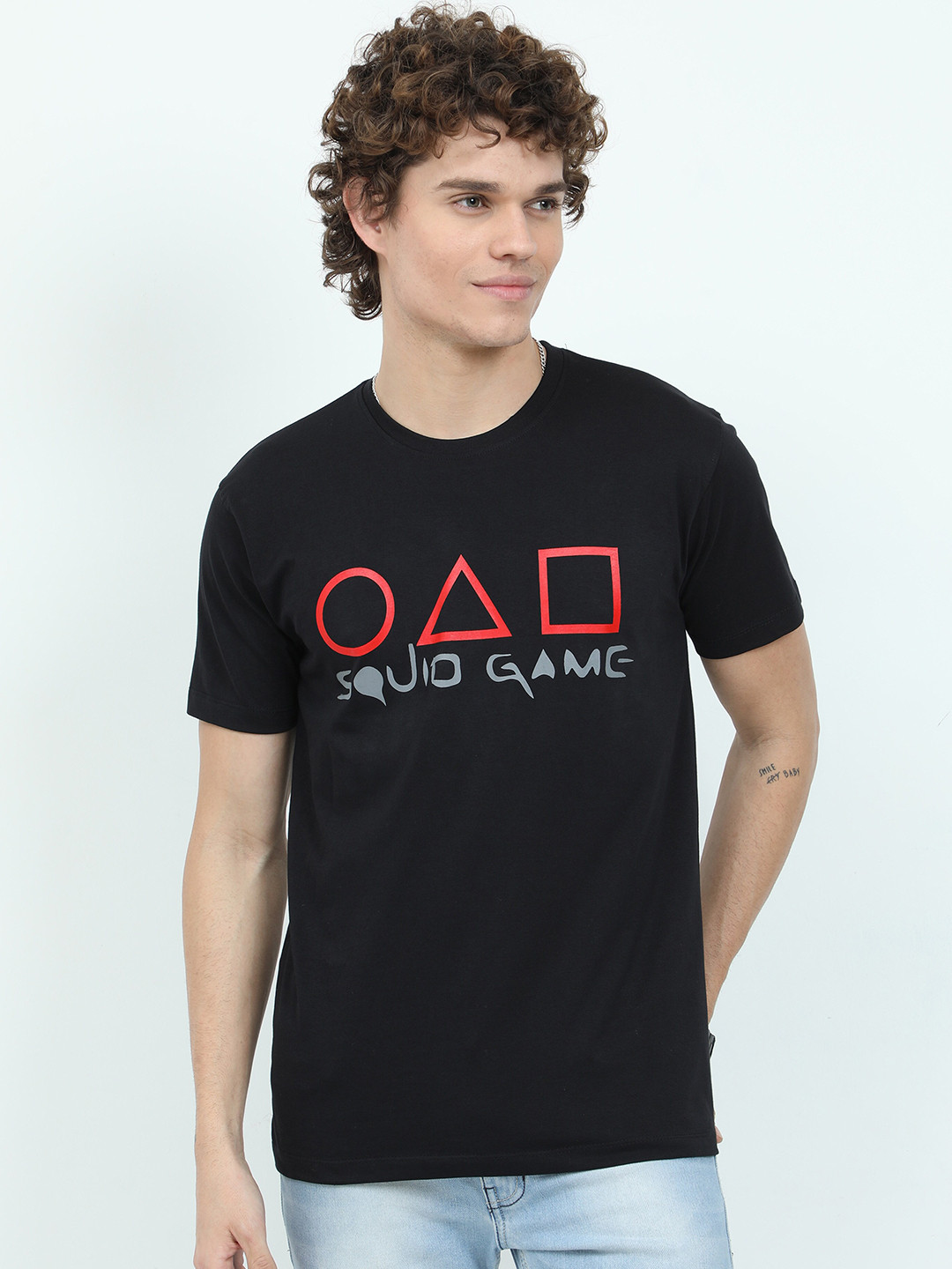 

COOFT Men Black & Red Typography Printed Pure Cotton T-shirt