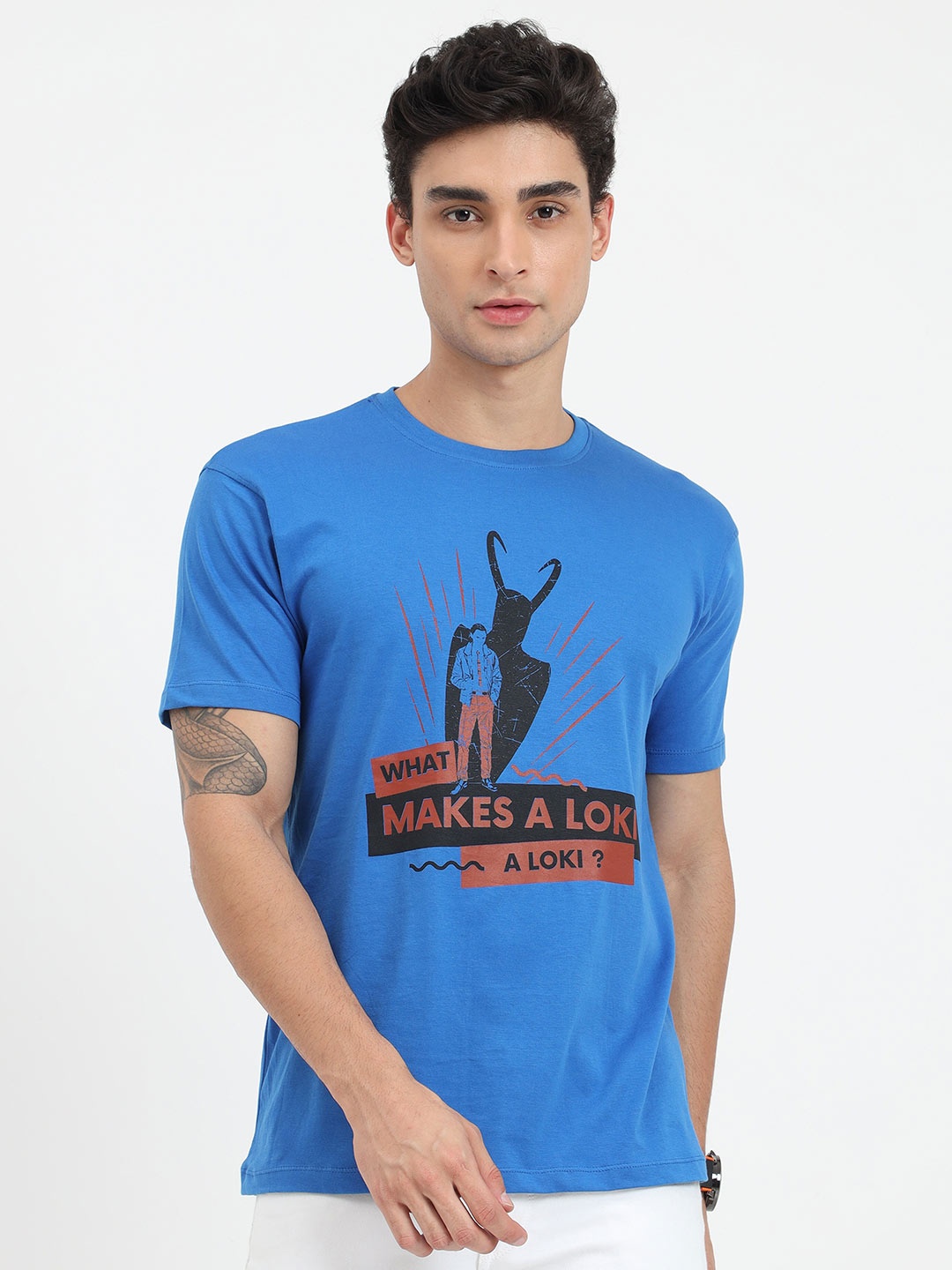 

COOFT Men Blue Loki Printed Pure Cotton T-shirt