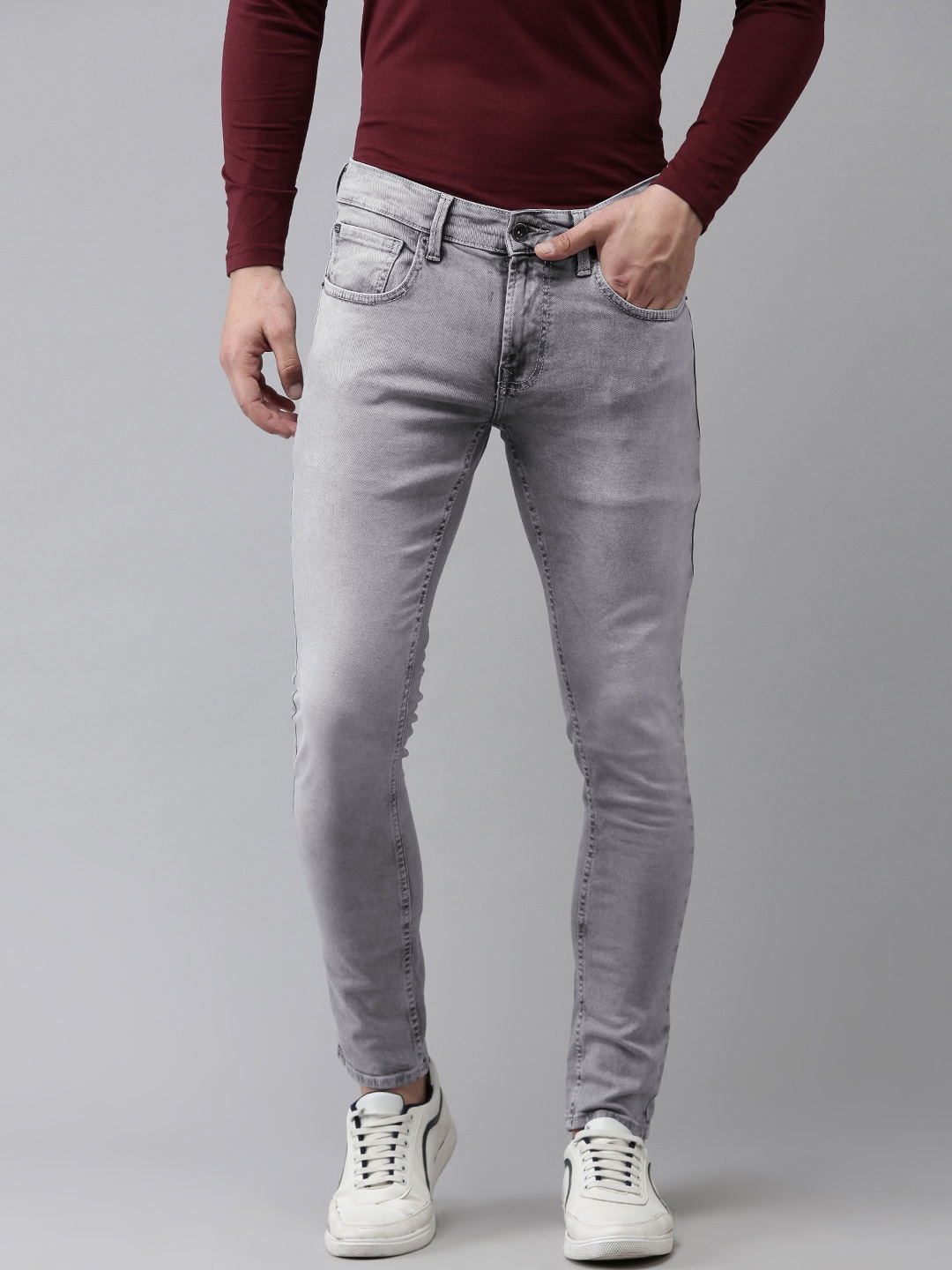 

SPYKAR Men Skinny Fit Faded Jeans, Grey