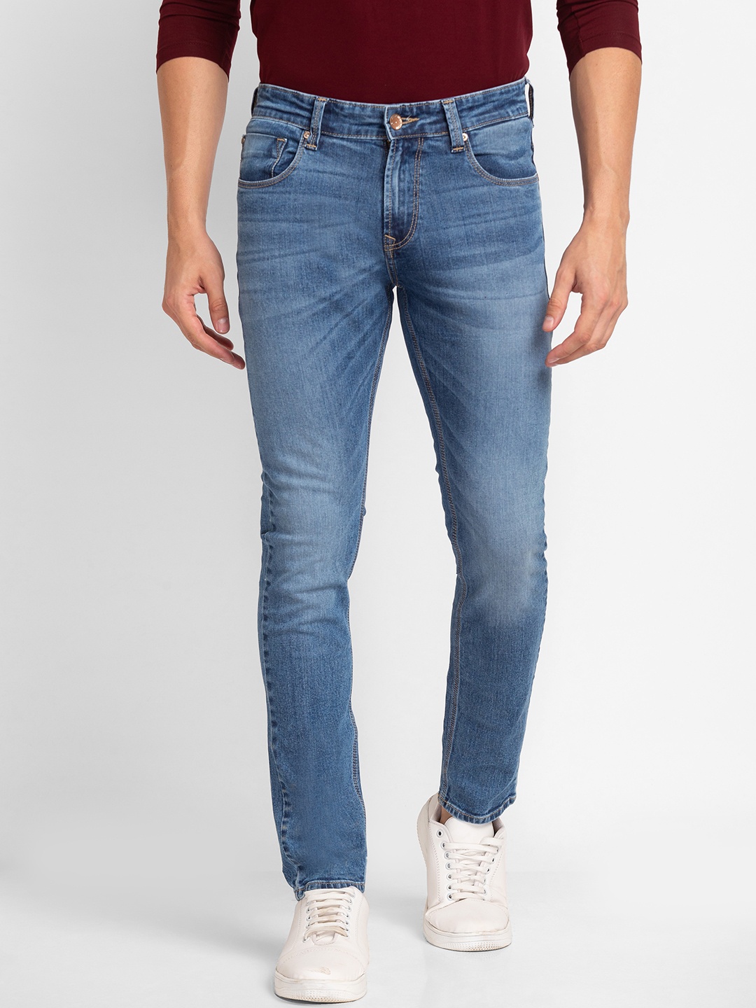 

SPYKAR Men Super Skinny Fit Low-Rise Light Fade Stretchable Jeans, Blue