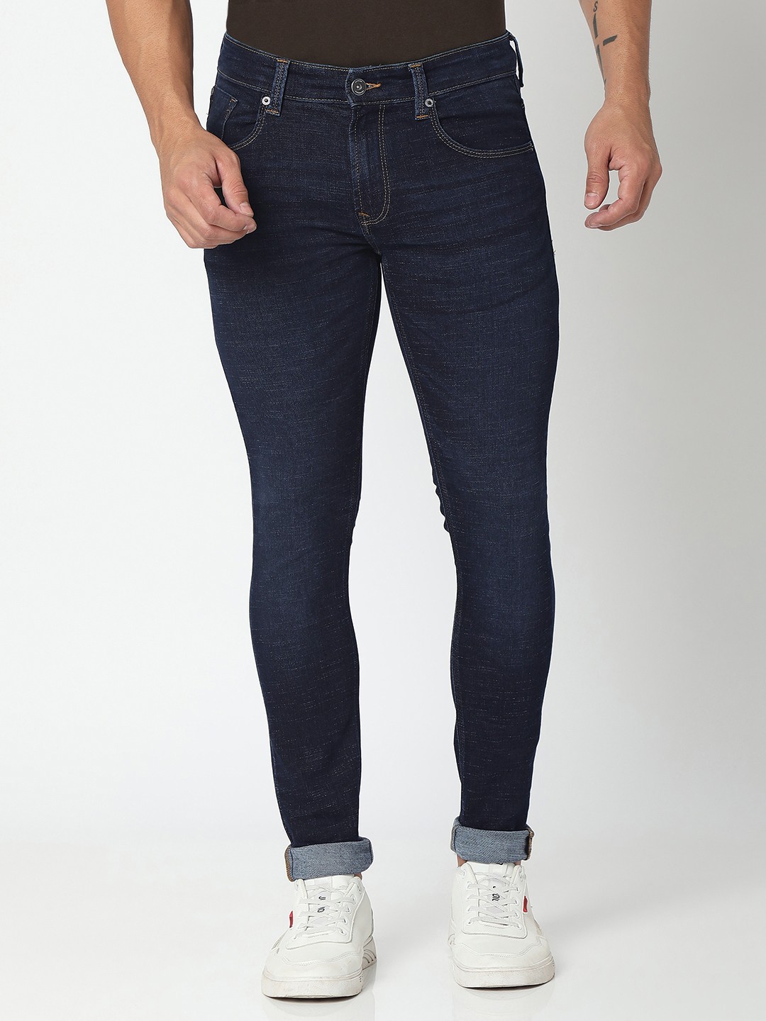 

SPYKAR Men Super Skinny Fit Low-Rise Jeans, Navy blue