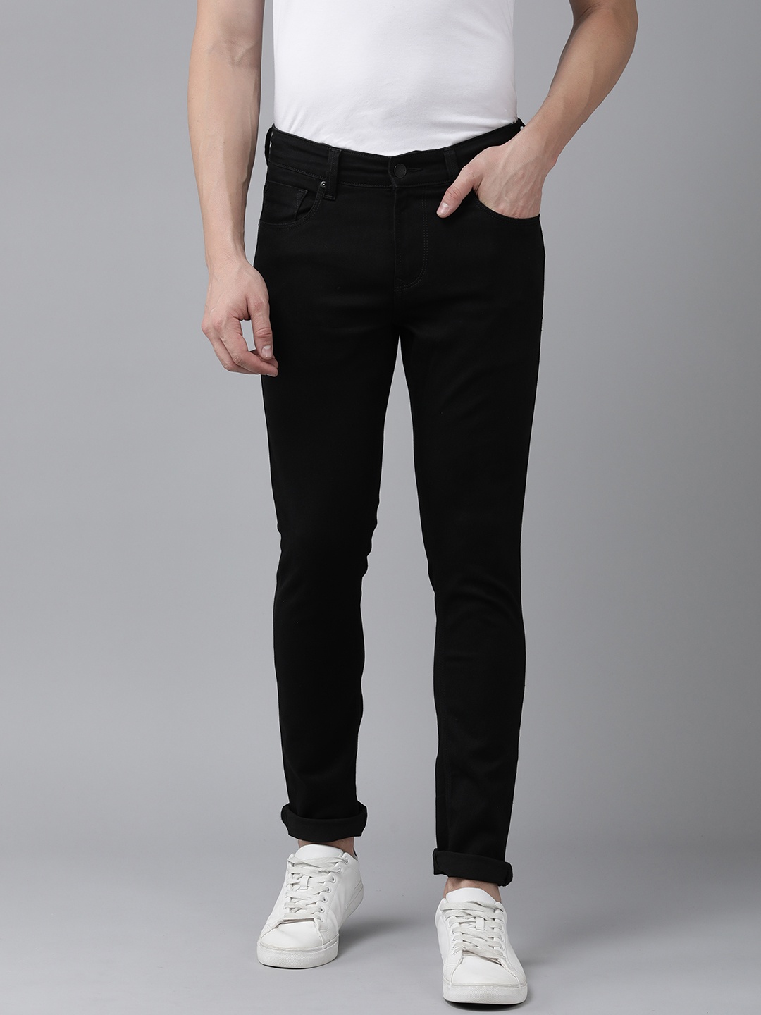 

SPYKAR Men Super Slim Fit Low-Rise Stretchable Jeans, Black