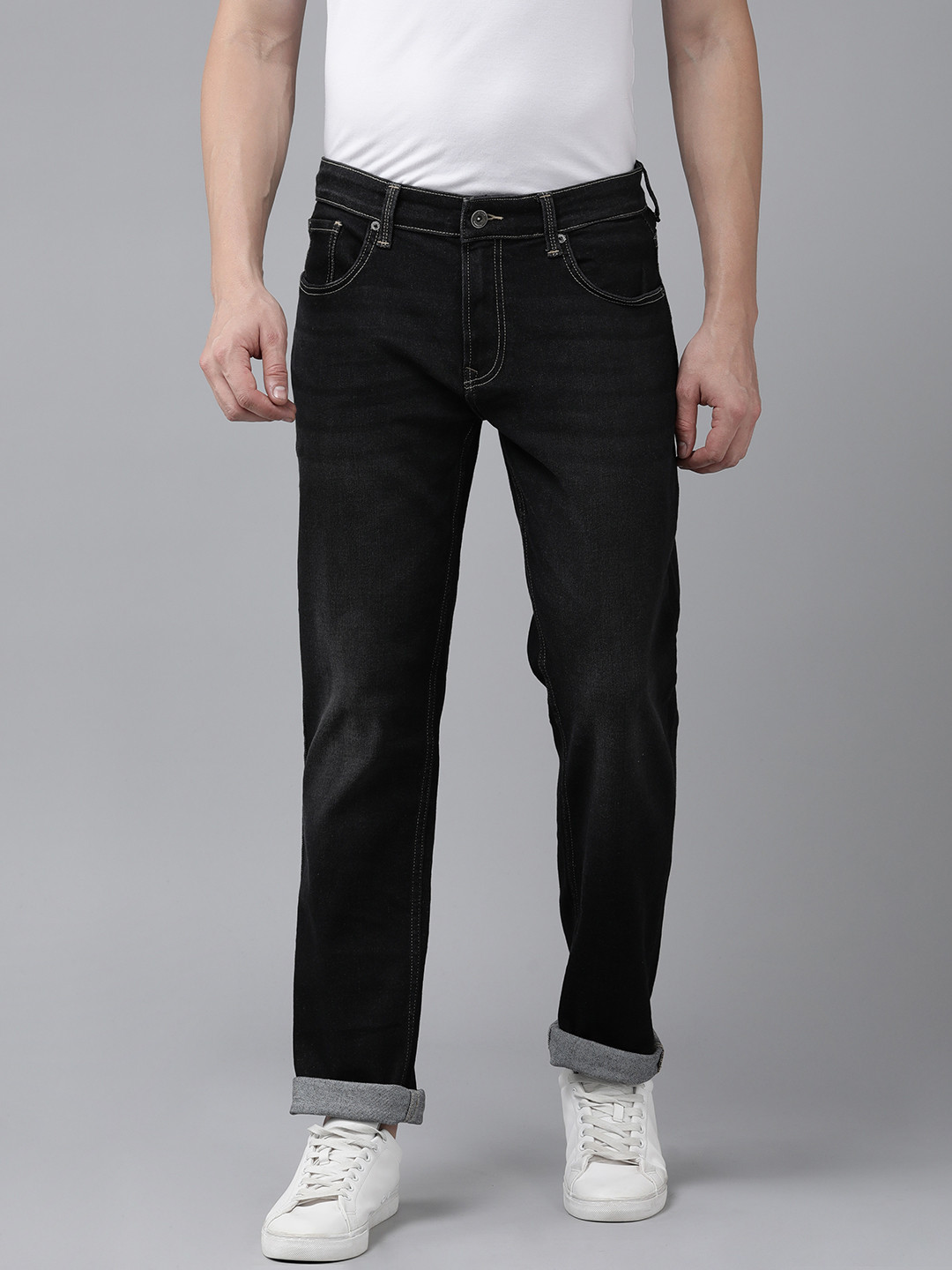 

SPYKAR Men Relaxed Fit Light Fade Stretchable Jeans, Black