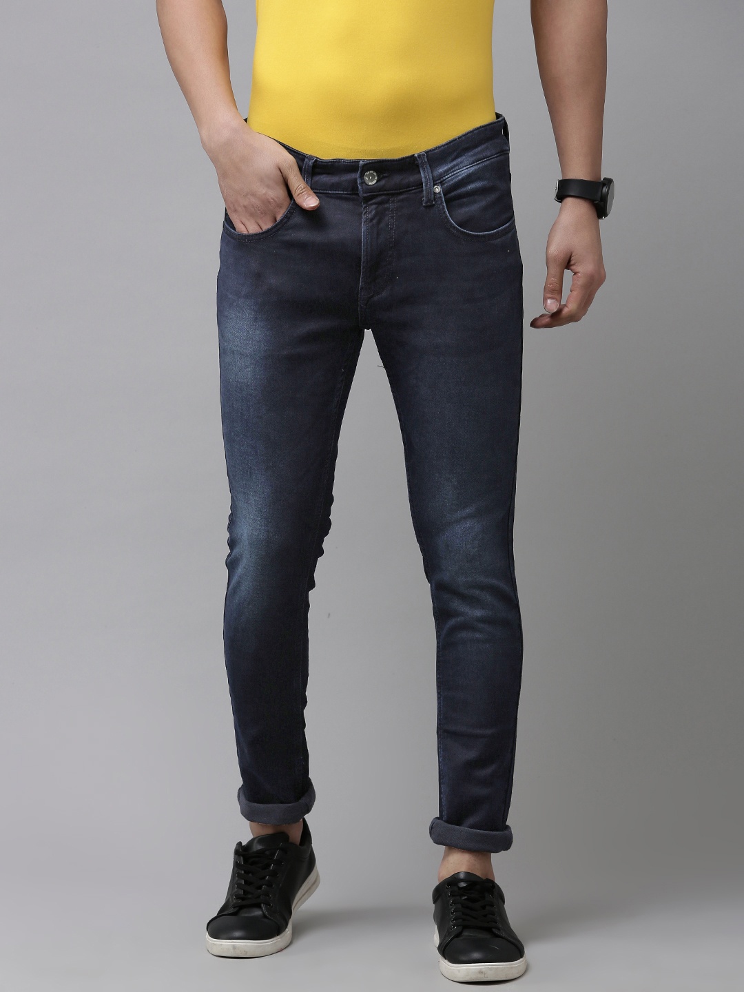 

SPYKAR Men Super Skinny Fit Faded Jeans, Blue
