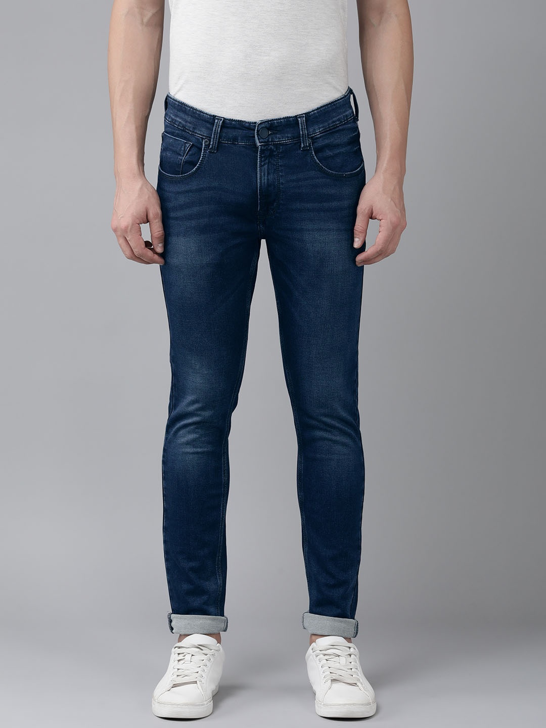 

SPYKAR Men Super Skinny Fit Low-Rise Light Fade Stretchable Jeans, Blue
