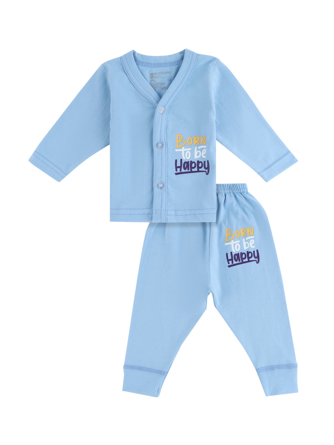 

Bodycare Kids Unisex Kids Turquoise Blue Printed Shirt with Pyjamas