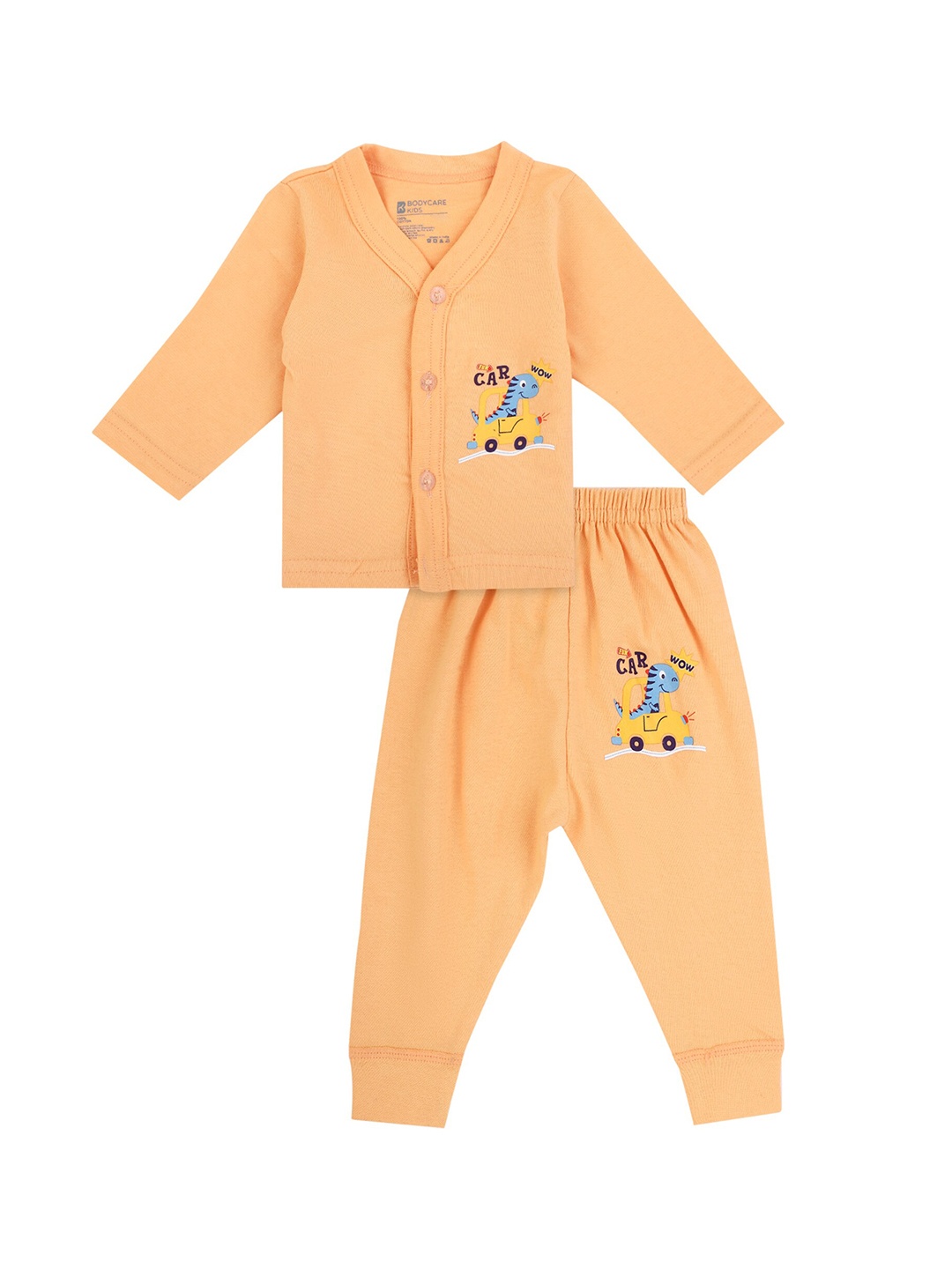 

Bodycare Kids Peach-Coloured Printed Pure Cotton Shirt with Pyjamas