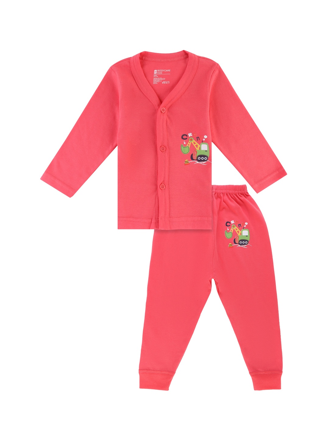

Bodycare Kids Unisex Kids Pink & Green Printed Shirt with Pyjamas