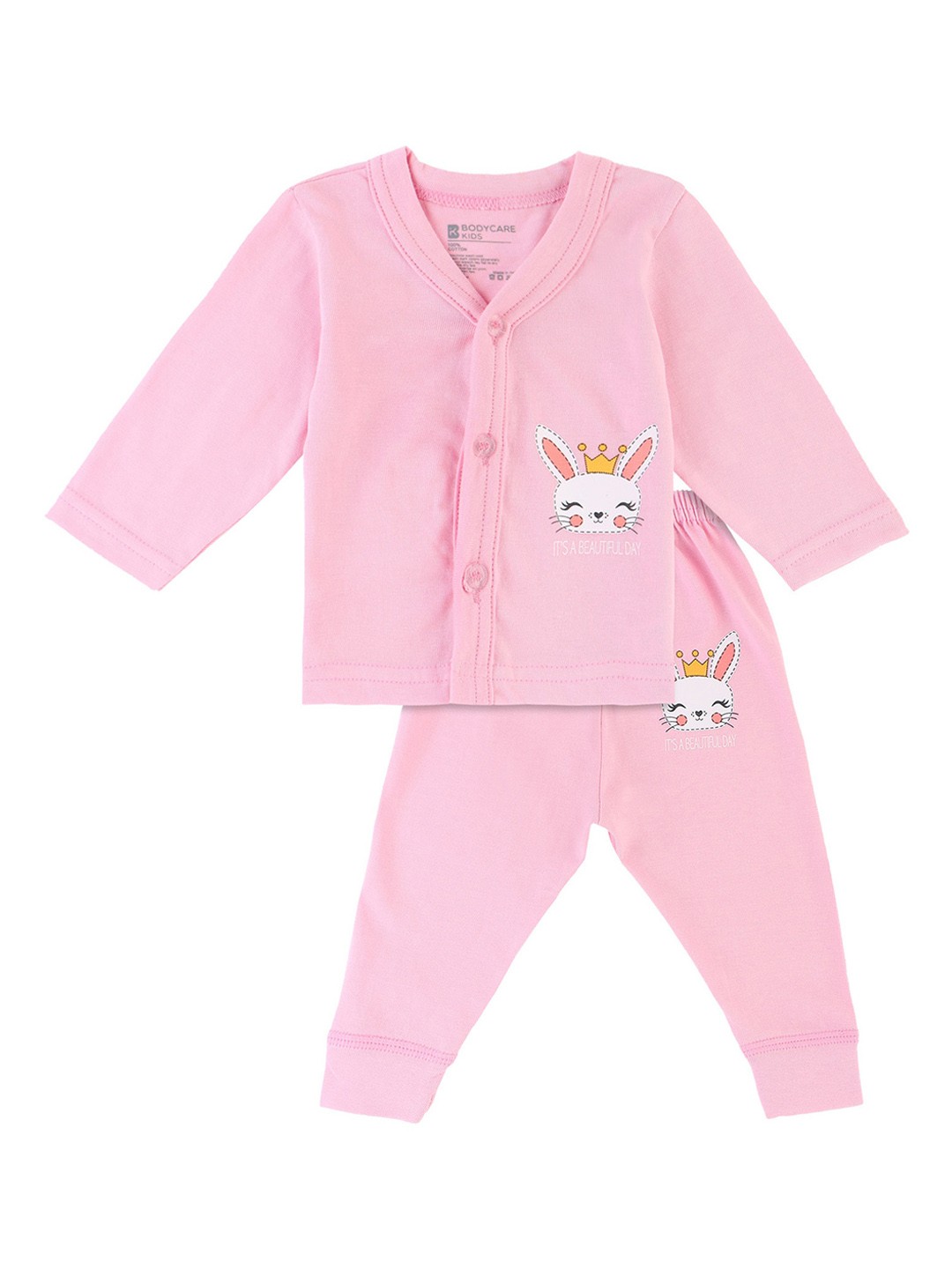 

Bodycare Kids Unisex Kids Pink Printed Pure Cotton Shirt with Pyjamas