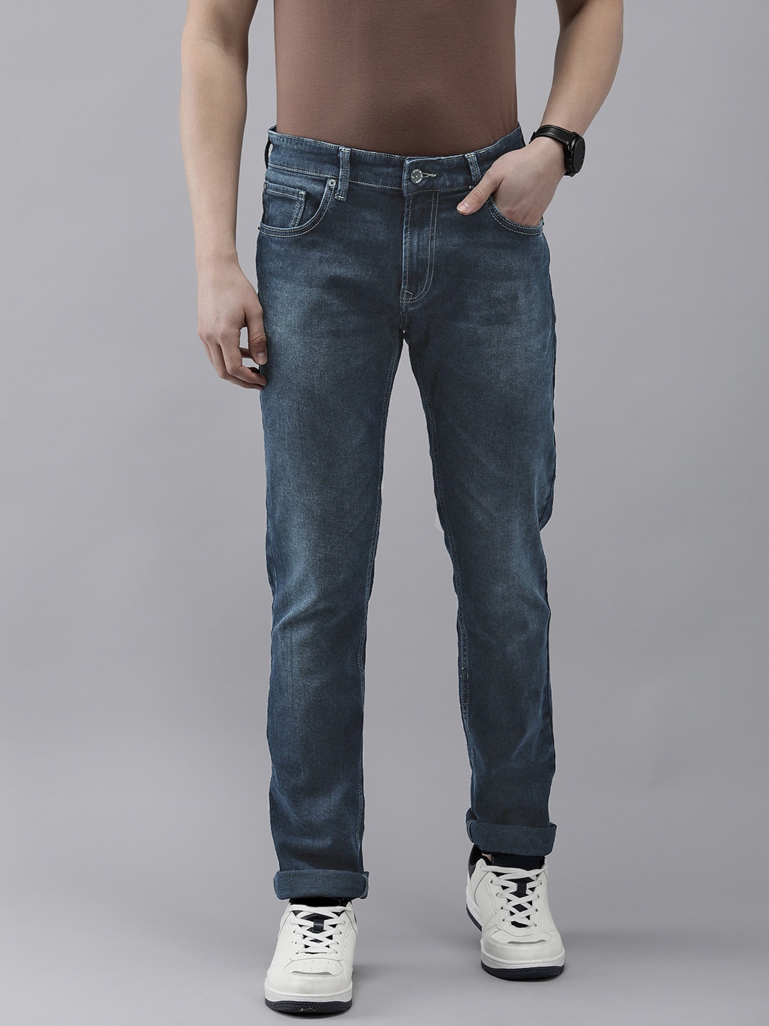 

SPYKAR Men Regular Fit Light Fade Stretchable Jeans, Blue