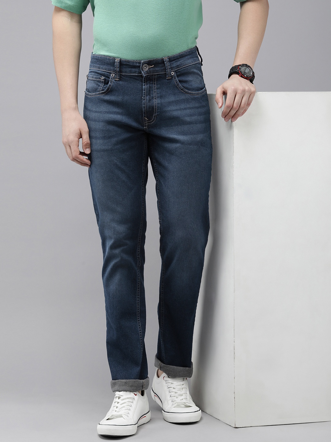 

SPYKAR Men Rovers Regular Fit Mid-Rise Light Fade Stretchable Jeans, Blue