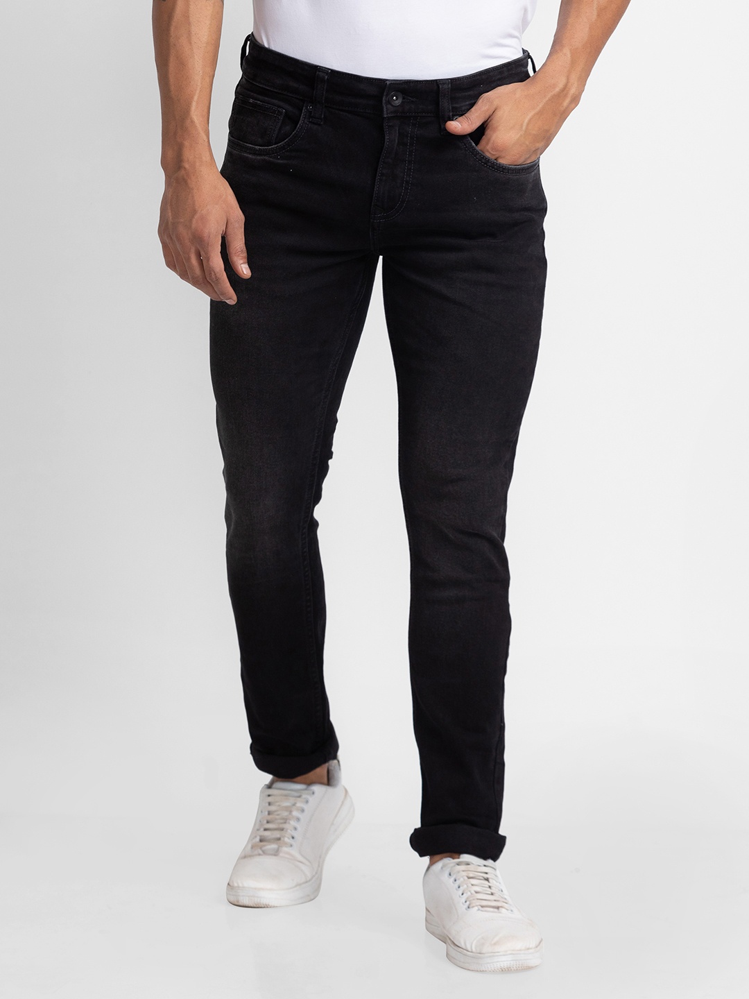 

SPYKAR Men Skinny Fit Low-Rise Stretchable Jeans, Black
