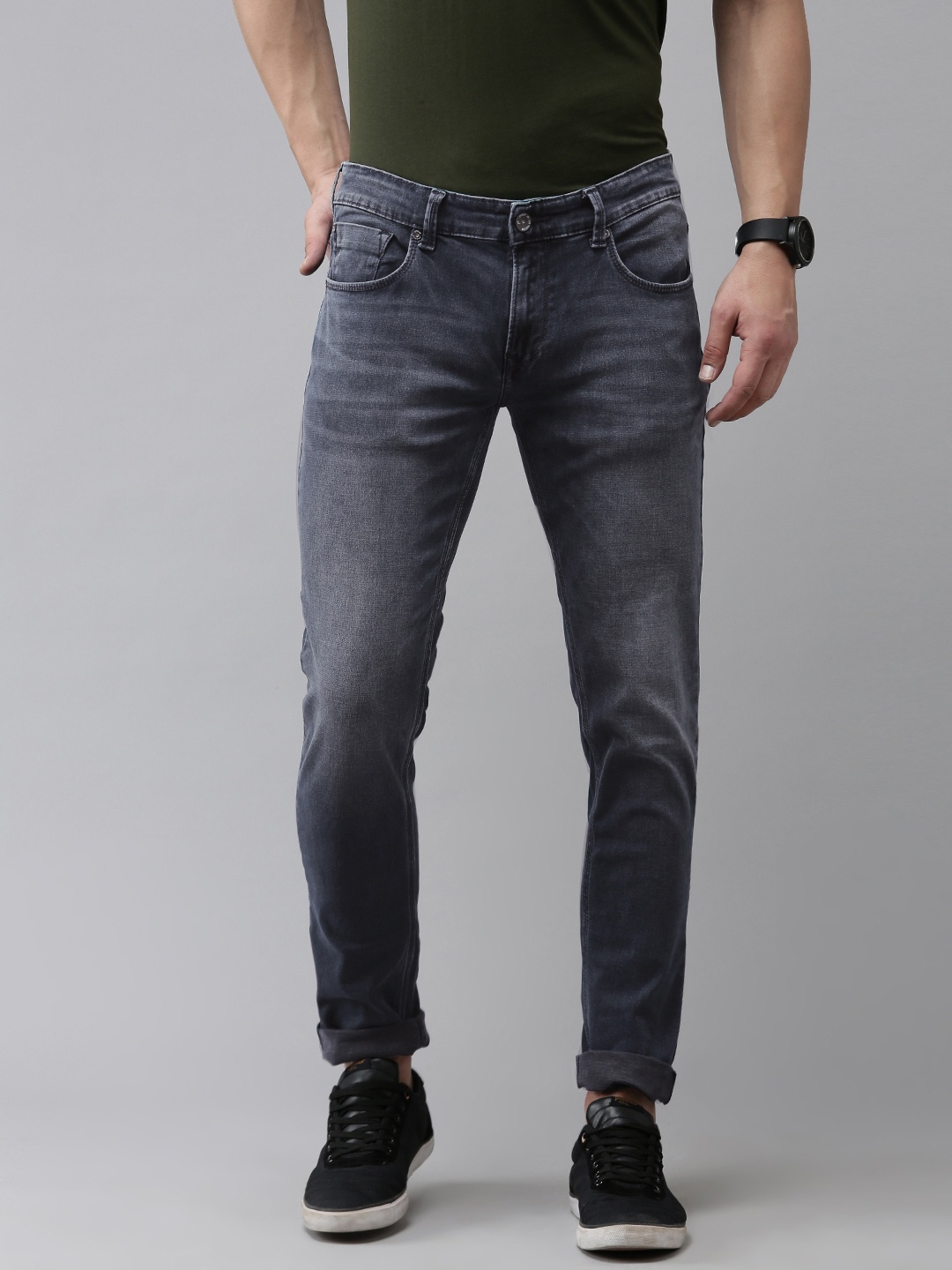 

SPYKAR Men Slim Fit Low-Rise Heavy Fade Stretchable Jeans, Blue